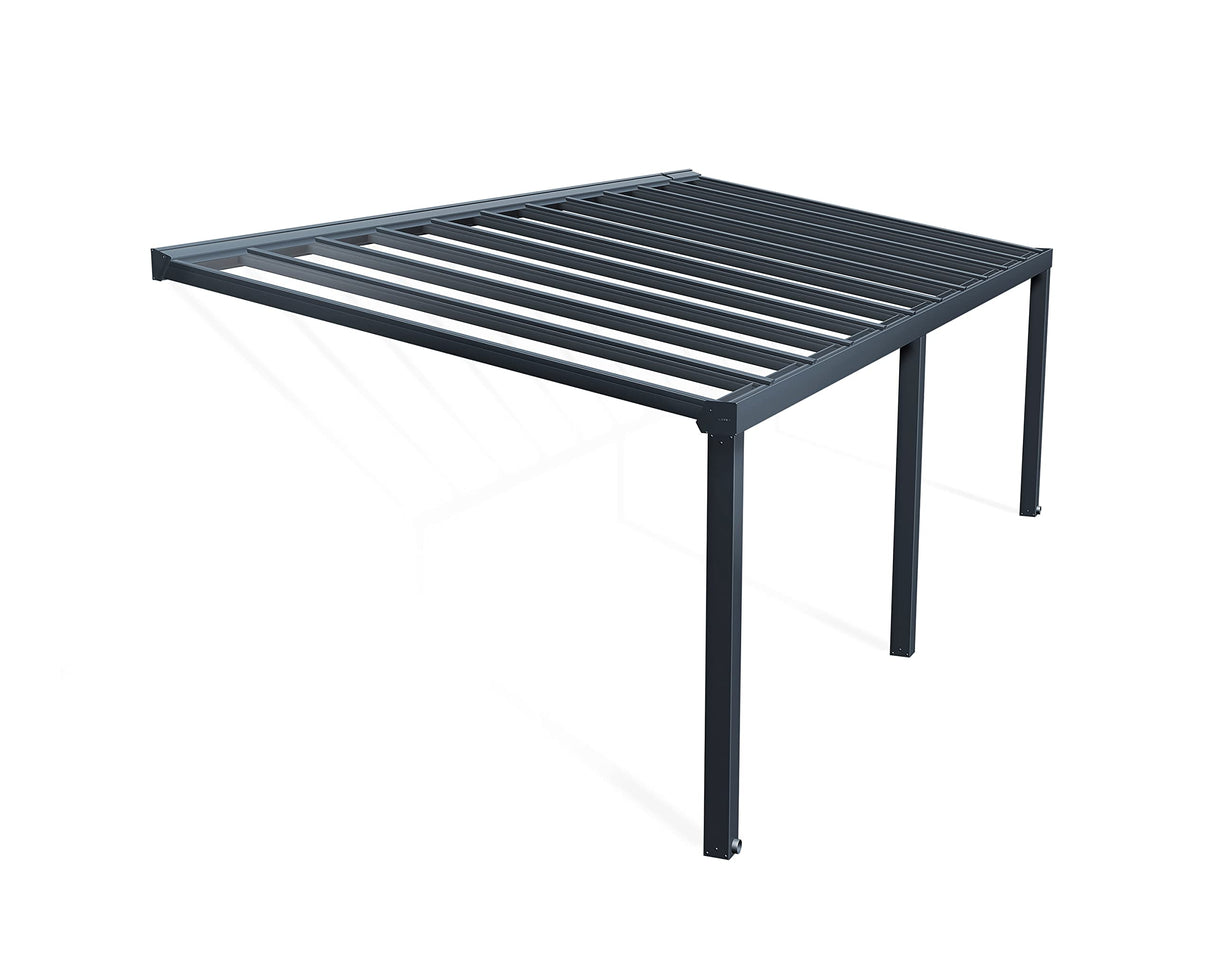 Palram - Canopia Stockholm 11x27 Patio Cover Outdoor Canopy, Gray DIY Kit Lean to Grill Gazebo Shade Canopy Covered Pergola Roof to Protect from Sun, Rain, Snow, UV Protected Polycarbonate Shelter Palram