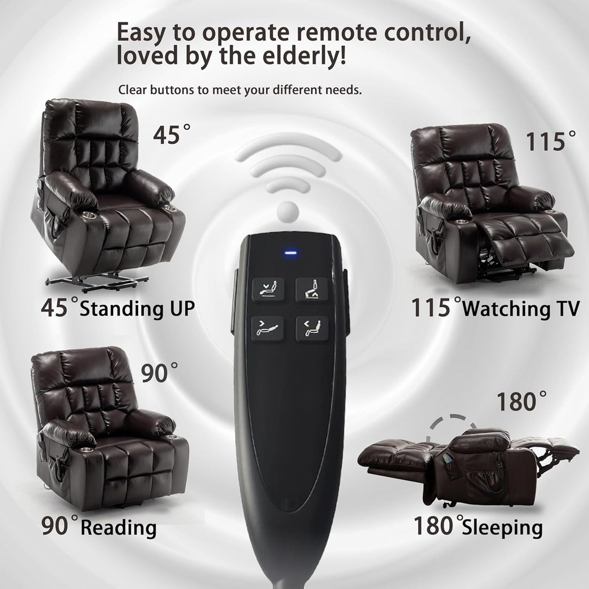 LITVZ Power Lift Recliner Chair with Massage and Heating for Elderly, Oversized Lay Flat Recliner, Big and Tall 400lbs, Dual Motors, Cup Holders, Heavy Duty, Adults (Red) LITVZ