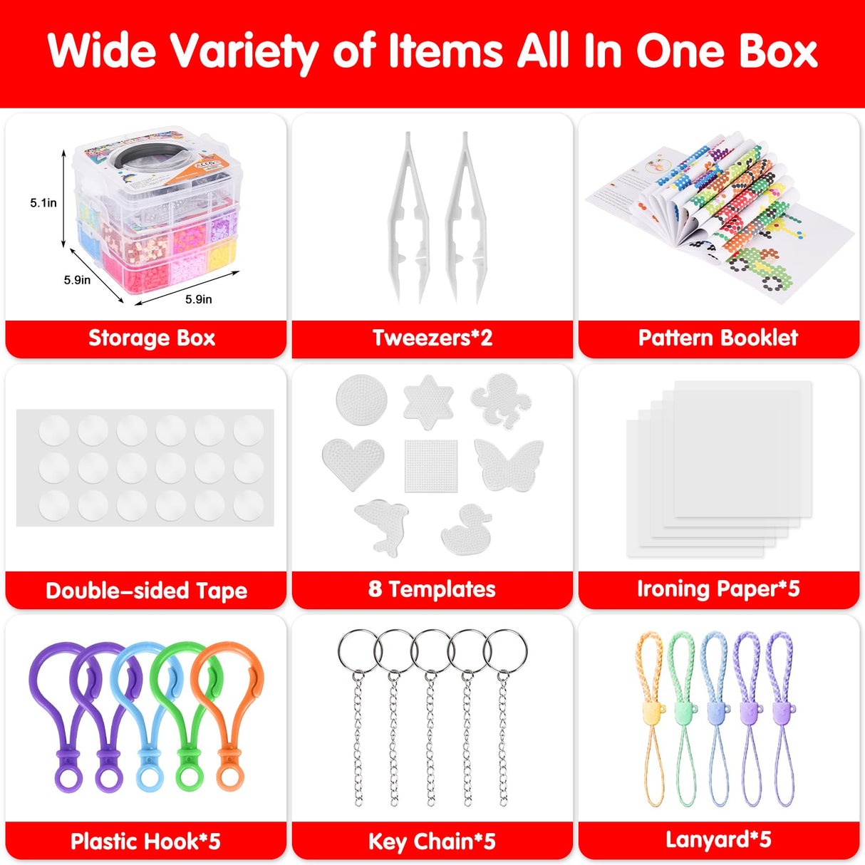 Fuse Beads Kit for Kids: 10000PC Melty Beads Set, 5MM Iron Melting Beads Craft Kit with 8 Pegboards,5 Ironing Paper and Accessories, Arts and Crafts Set Toys Gifts for Boys Girls Christmas Birthday LULUETPUE