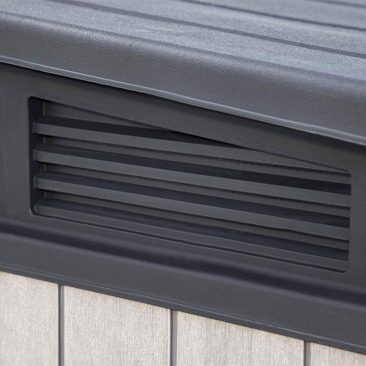 Keter Elite Store Outdoor Storage Shed, 4.6x2.7 Ft, All-Weather, Lockable Doors, Built-in Ventilation, Lid-to-Bin Kit, & Soft Close Mechanism, Grey Keter