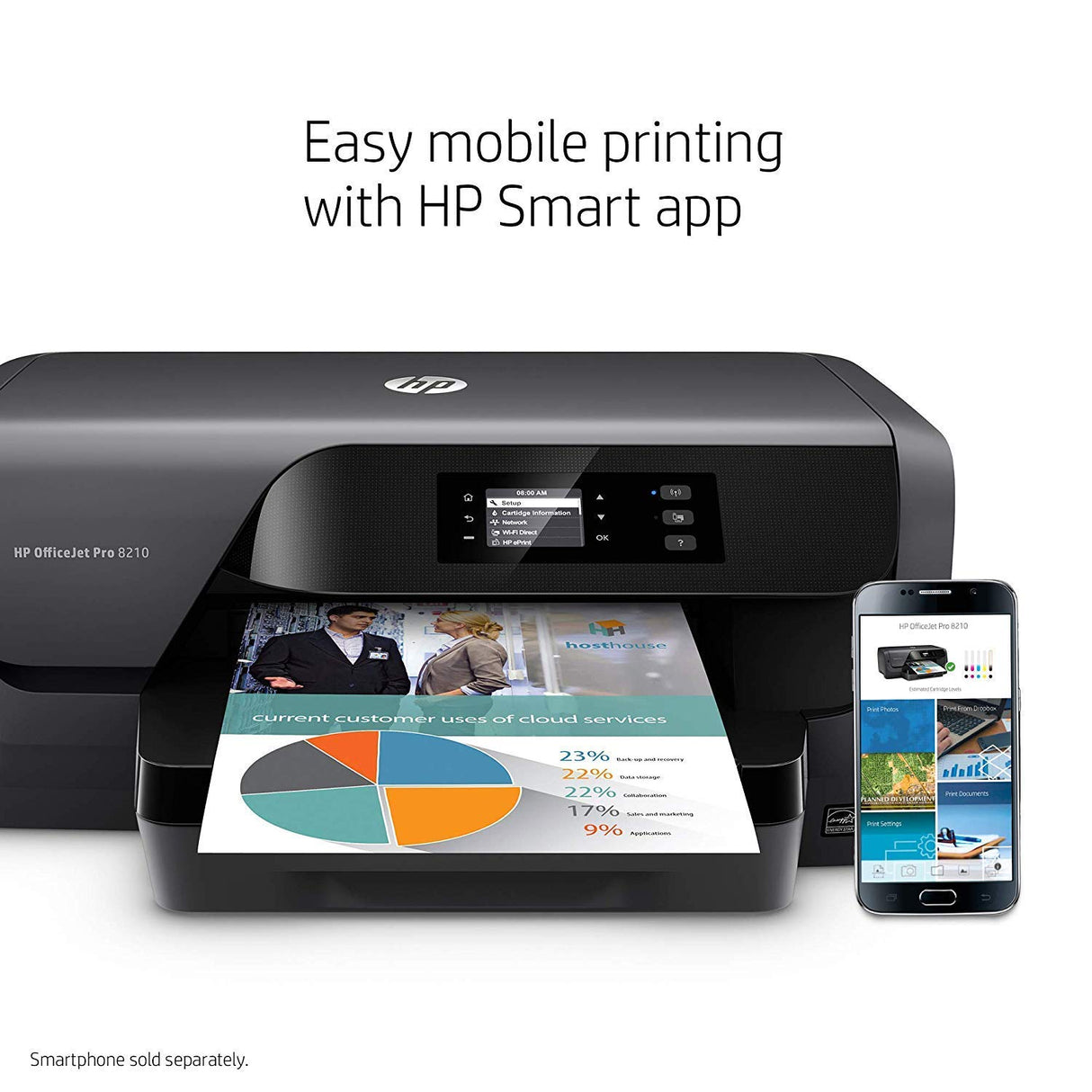 HP OfficeJet Pro 8210 Wireless Color Printer, HP Instant Ink & Amazon Dash Replenishment ready (D9L64A) (Renewed) hp