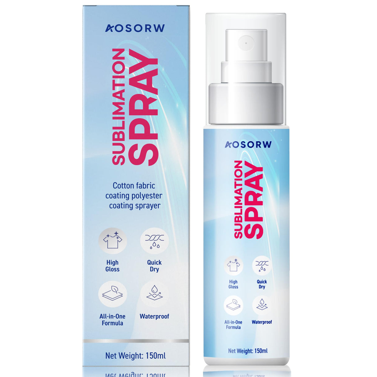 AOSORW Sublimation Spray for Cotton Shirts: Sublimation Coating Supplies for T-Shirts Canvas Polyester (5.07 oz / 150 mL) AOSORW