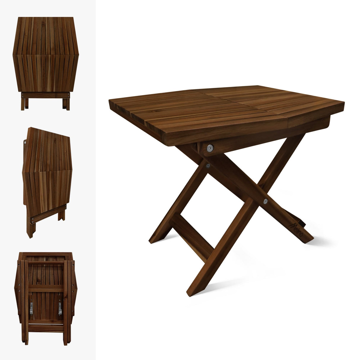 Melino Wooden Folding Table, Acacia Wooden Small Table for Indoor and Outdoor uses, Weather Resistant and Fully Assembled (Chestnut) Melino