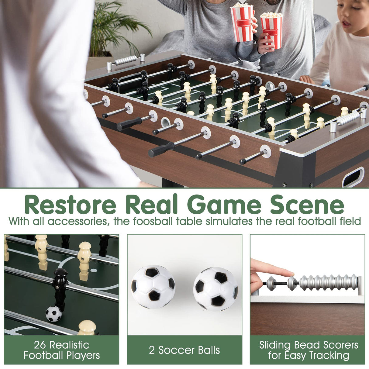 Giantex 54” Foosball Table, Foosball Table Adult Size with 2 Balls, Wood Football Table, Arcade Soccer Table Game for Kids, Game Room, Home, Office, Party Giantex