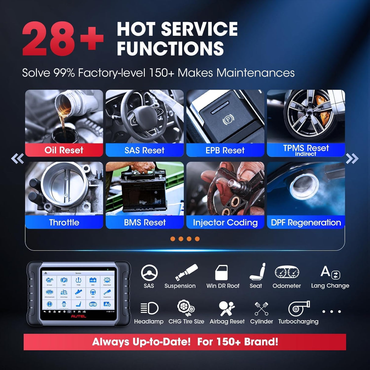 Autel Scanner MaxiCOM MK808S: 2025 Bidirectional Tool as MK808BT Pro MX808S M808Z, Function as MaxiCheck MX900, 28+ Service, Active Test, All System Diagnose, Injector Coding, FCA Autoauth Android 11 Autel