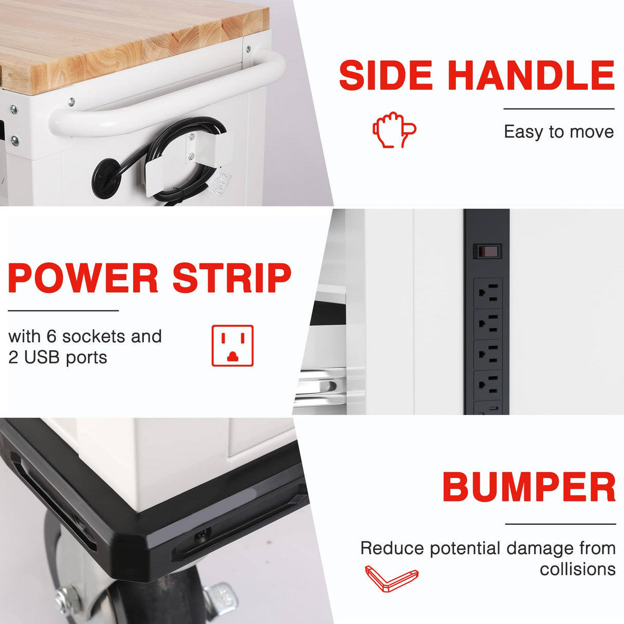 WORKPRO 62" x 20" 7-Drawer & 2-Door Rolling Tool Chest, Mobile Tool Storage Cabinet with Power Strip, Locking System, Heavy Duty Rolling Cabinet for Garage, Warehouse & Kitchen, 1000 lbs Capacity WORKPRO