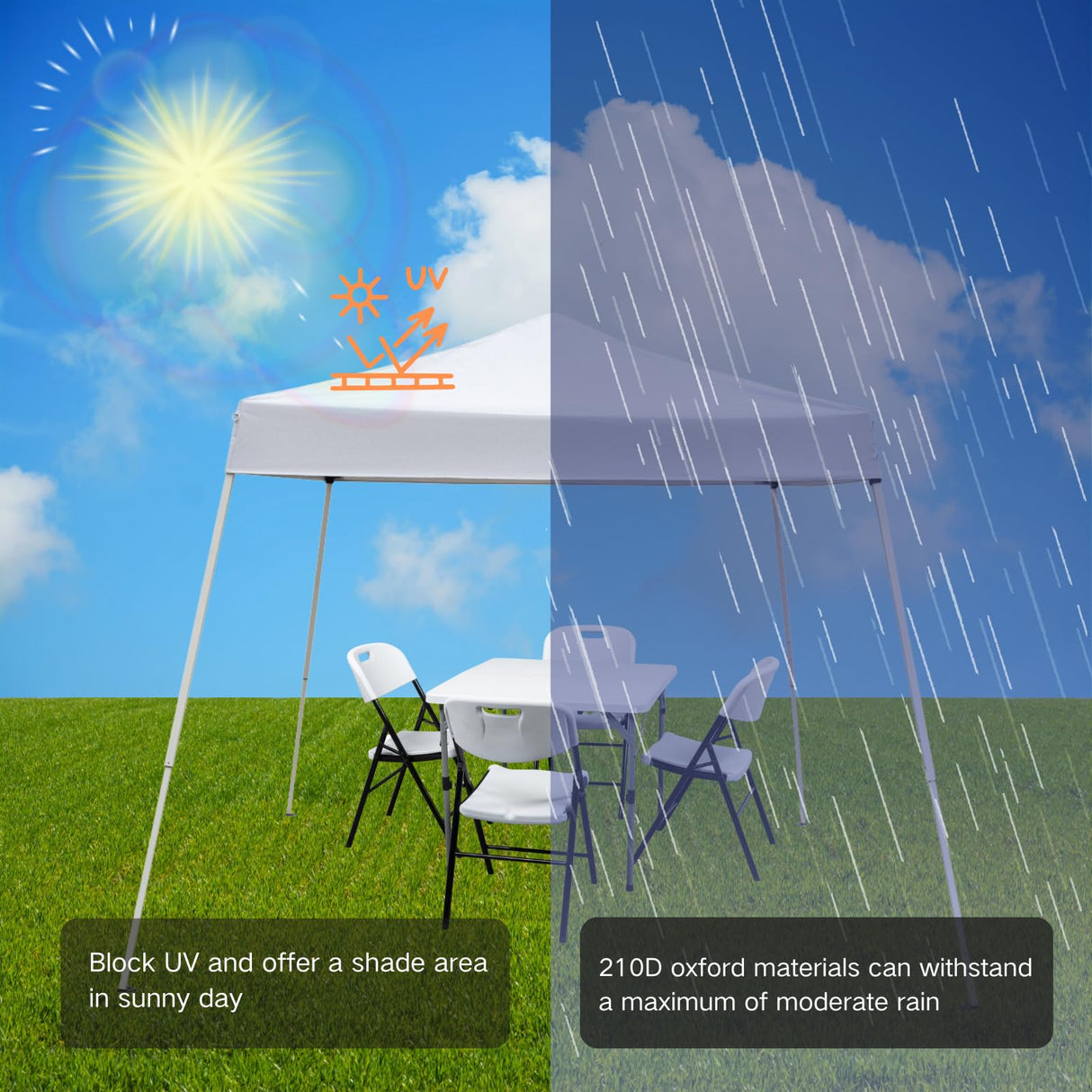 Outvita Canopy 7.8x7.8' Pop Up Commercial Instant Gazebo Tent, Waterproof & UV Protection Canopy Tent with Slant Legs for Party Wedding Birthday BBQ Events Outvita