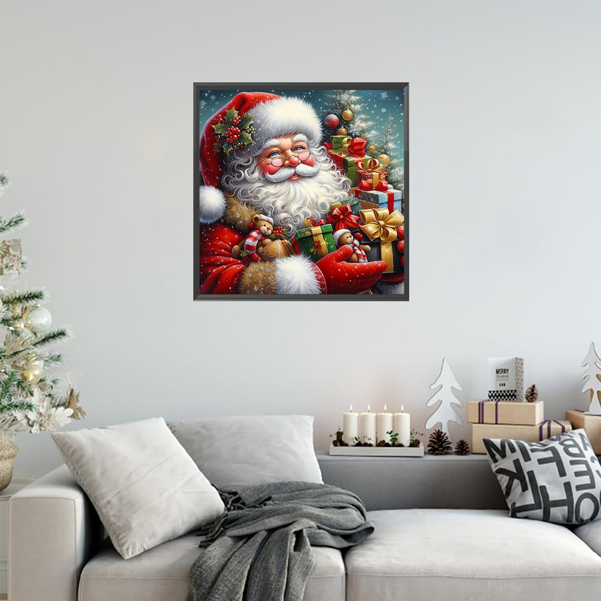 USZDL Winter Christmas Diamond Art Kits for Adults,Santa Claus DIY 5D Diamond Painting Kits for Beginners,Round Full Drill Diamond Dots with Diamond Gem Art & Crafts for Adults Home Decor 13.8x13.8 in USZDL