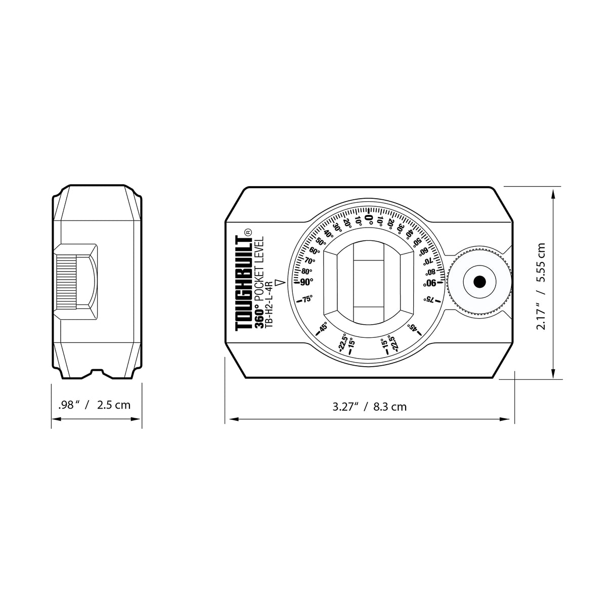 ToughBuilt 360 Degree Pocket Level - (TB-H2-L-4R) Black ToughBuilt