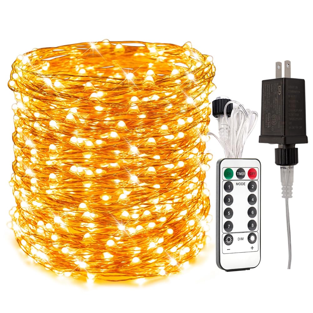 RESNICE 660FT Extra Long Fairy Lights Plug in Waterproof Outside High Bright Copper Wire String Lights with Remote 2000 LED for Garden, Porch, Patio, Christmas Wedding Party Decoration RESNICE