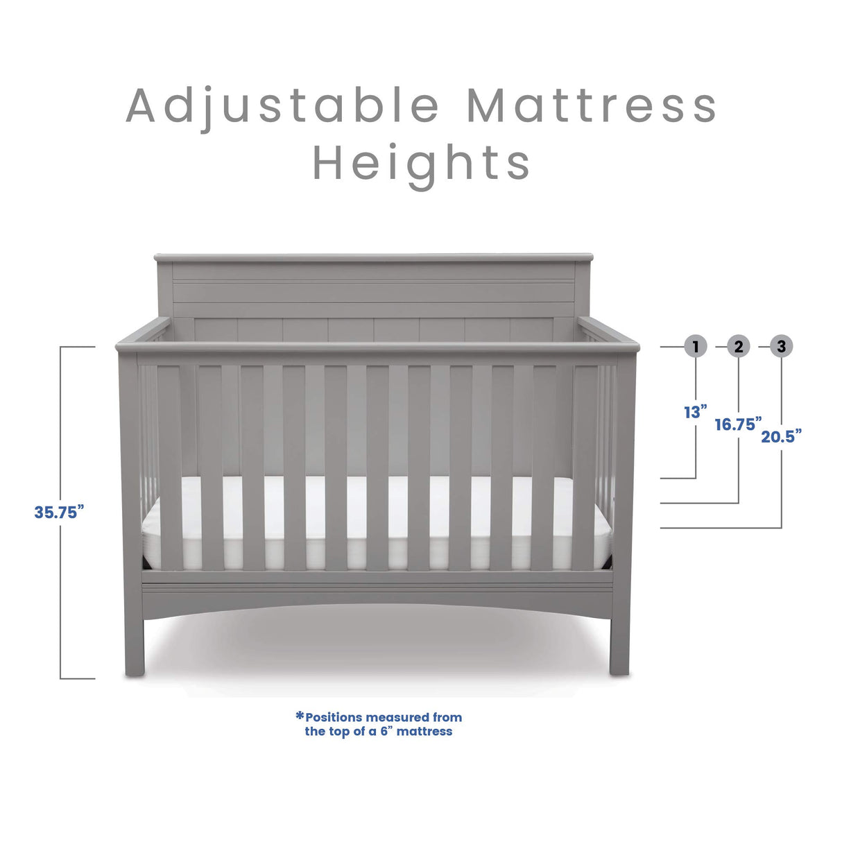 Delta Children Fancy 4-in-1 Convertible Baby Crib - Greenguard Gold Certified, Grey Delta Children