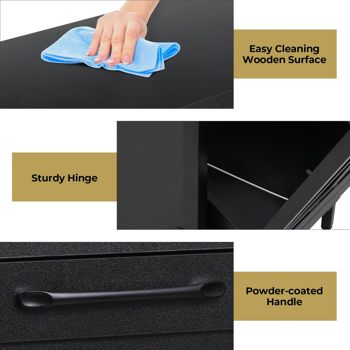 Arlopu Double Tilt Out Trash Cabinet, 20 Gallon Pet Proof Kitchen Pull Out Recycle Cabinet, Freestanding Wooden Laundry Sorter Cabinet, W/Drawer, Barn Door, for Home, Living Room, (Black) Arlopu