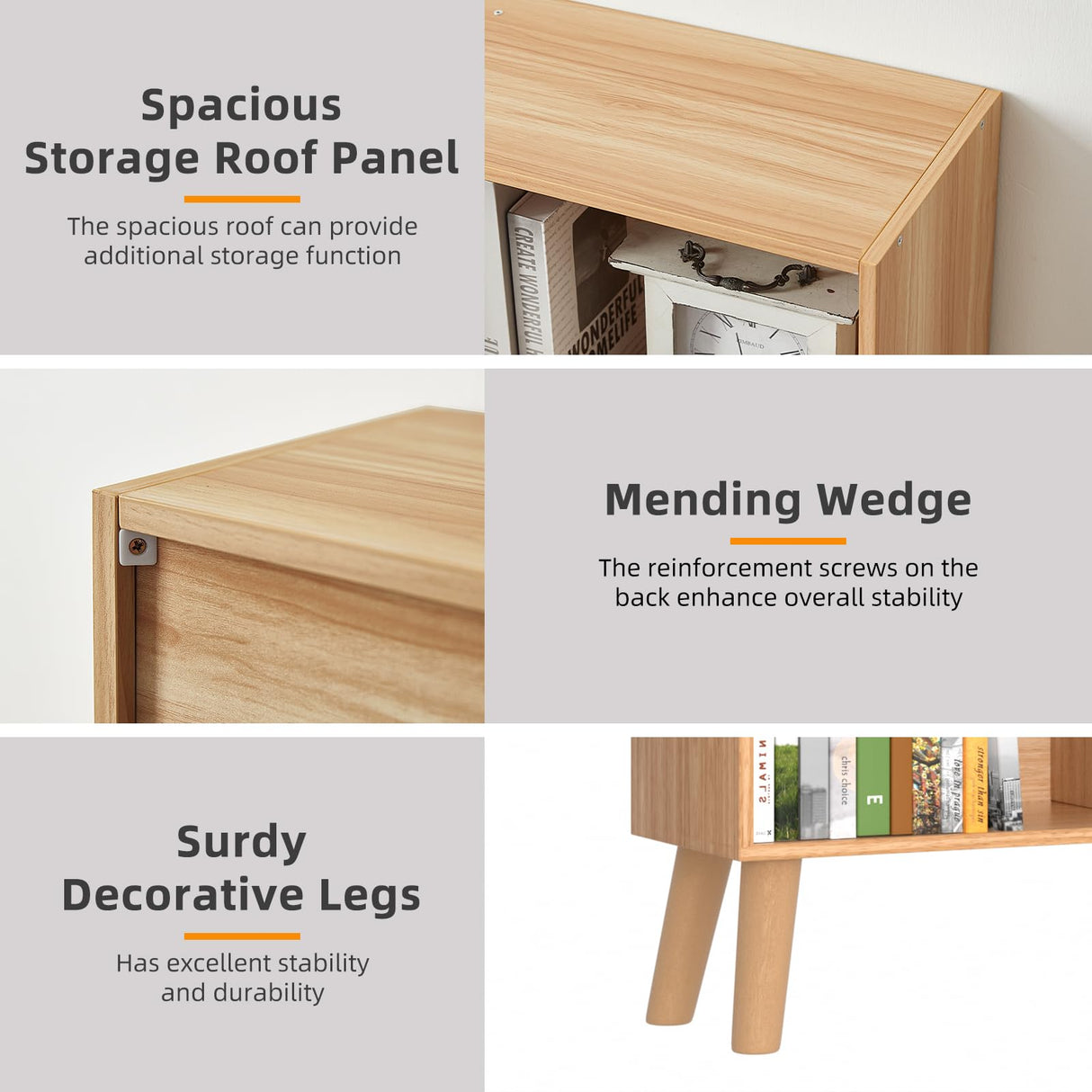 LEYAOYAO 7 Cube Bookshelf, 3 Tier Modern Bookcase with Legs, Mid-Century Modern Wood Book Shelves Storage, Boho Natural Book Case, Freestanding Organizer Display Shelf for Bedroom,Living Room,Office LEYAOYAO