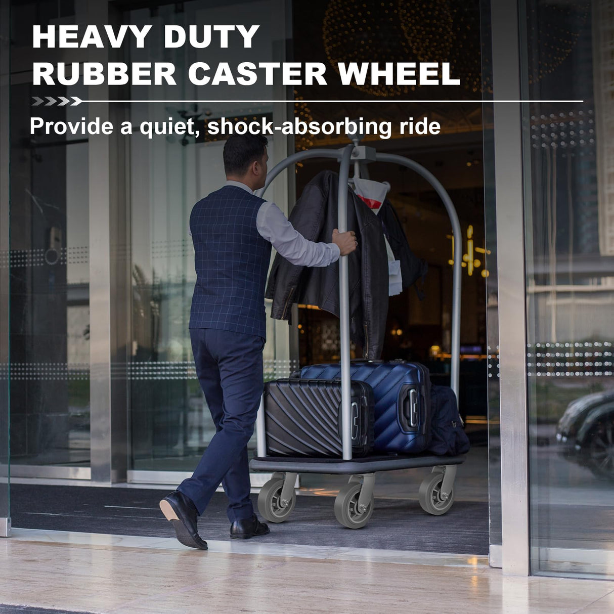 NINOSO 6" Heavy Duty Casters, Swivel Rubber Casters Set of 4 No Noise Plate Caster Wheels, Load Capacity 3200lbs Ninoso