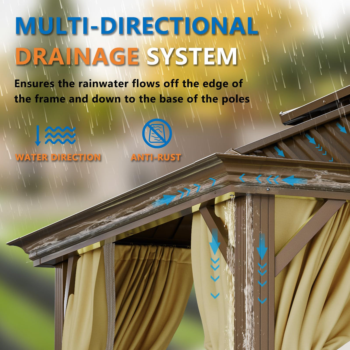 HOTEEL 12x20 Hardtop Gazebo with Metal Roof, Heavy Duty Galvanized Steel Gazebo with Reinforced Aluminum Frame, Flame-Resistant Curtains and Netting, Suitable for Gazebo 10x20, Brown (Upgraded 1.0) Hoteel