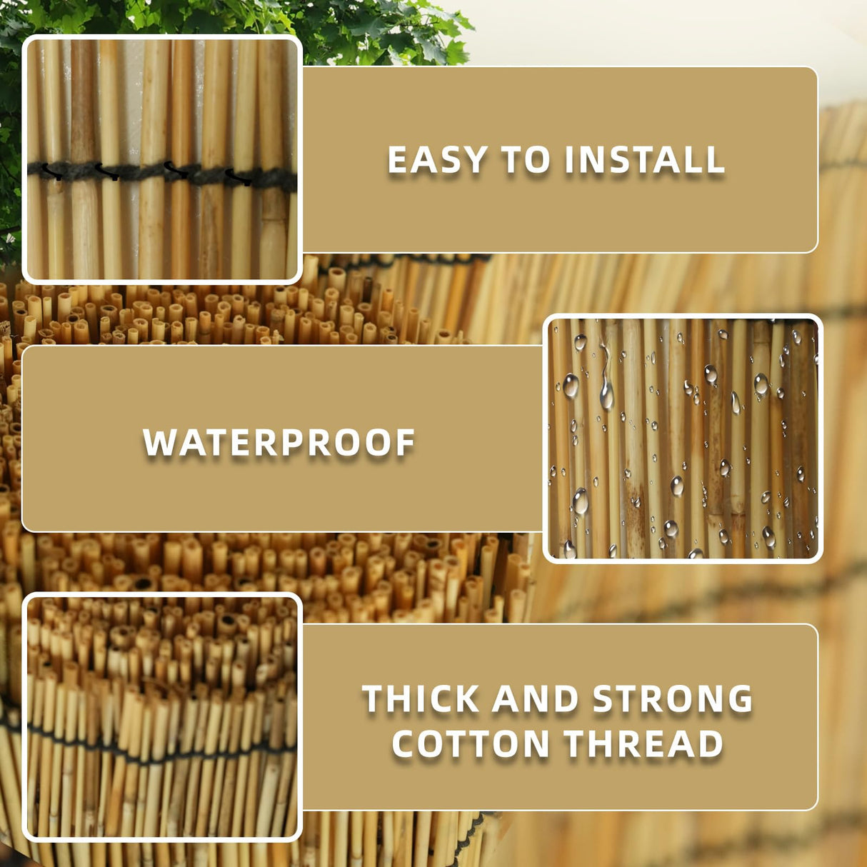 SHYDZYYC Natural 2 Pack 4FT X 16.4FT Reed Fencing Roll, Balcony Privacy Balcony Shade Reed Bamboo Fencing Garden Fence Border, Wind Block Sunshade Fence Screen for Outdoor Yard Patio Flower Bed Edge SHYDZYYC