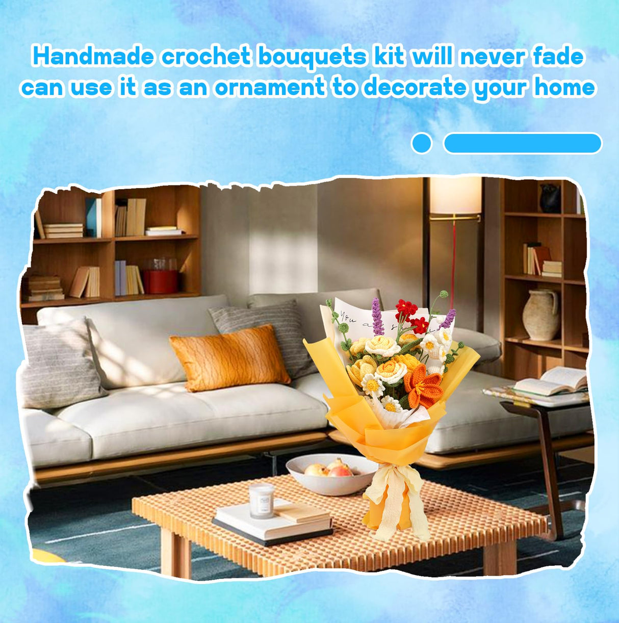 Iuuidu Crochet Kit for Beginners, Flower Bouquet Crochet Kit Rose, Knitting Starter Kit with Crochet Yarn and Step-by-Step Instructions for Birthday, Wedding Anniversary Day Present Iuuidu