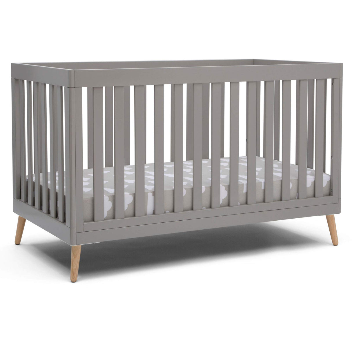 Delta Children Essex 4-in-1 Convertible Baby Crib, Grey with Natural Legs Delta Children