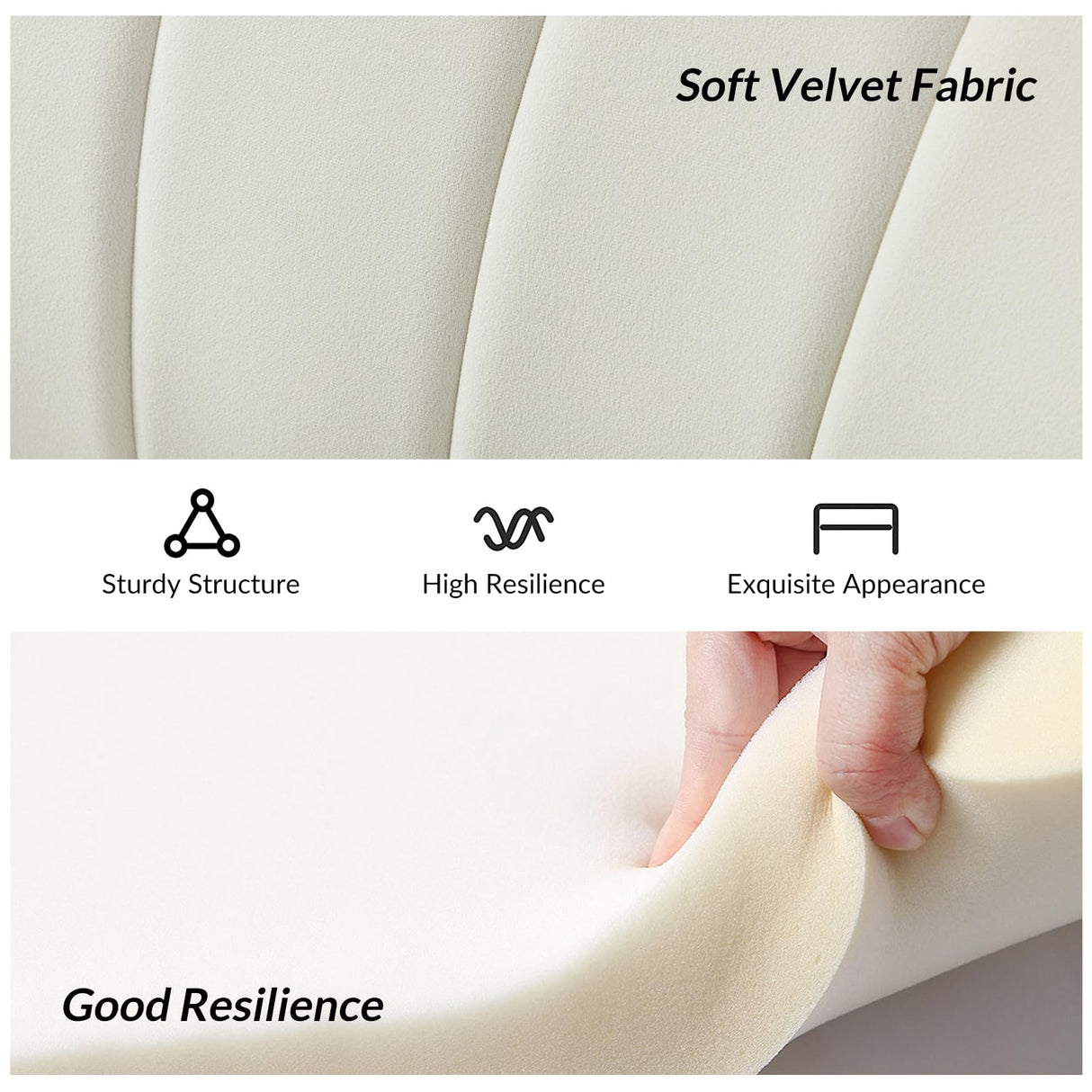 HULALA HOME Modern Velvet Loveseat Sofa with Flower Shaped Back, Comfy Upholstered 2-Seater Sofa with Gold Metal Legs, Small Love Seat Accent Couch for Living Bedroom Leisure Areas, Ivory HULALA HOME