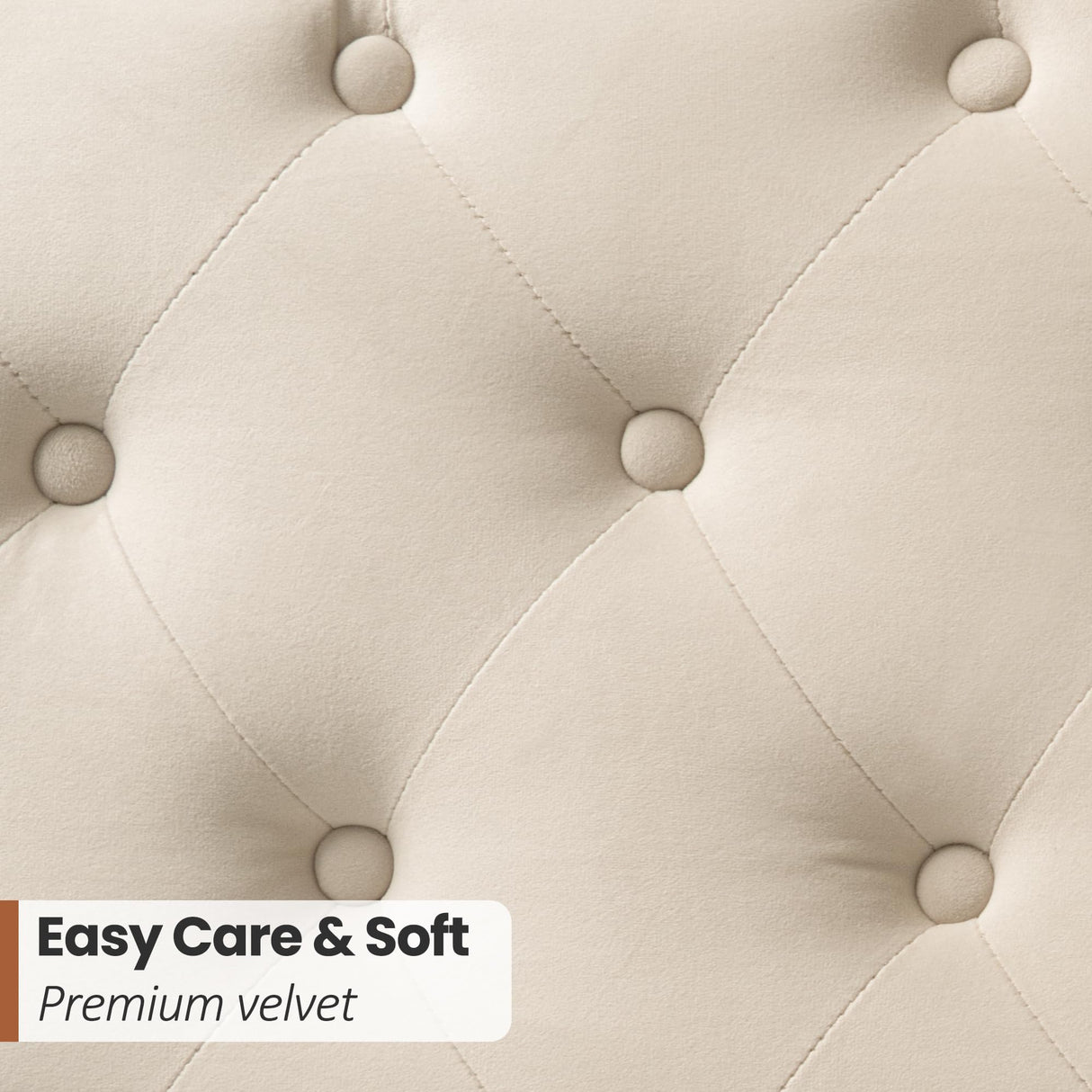 RIHHA Elegant Glam Queen Upholstered Bed Frame with Tall Tufted Wingback Headboard & Footboard – Cream Beige Velvet Platform Bed, Sturdy & Noise-Free, No Box Spring Required, Easy Assembly RIHHA