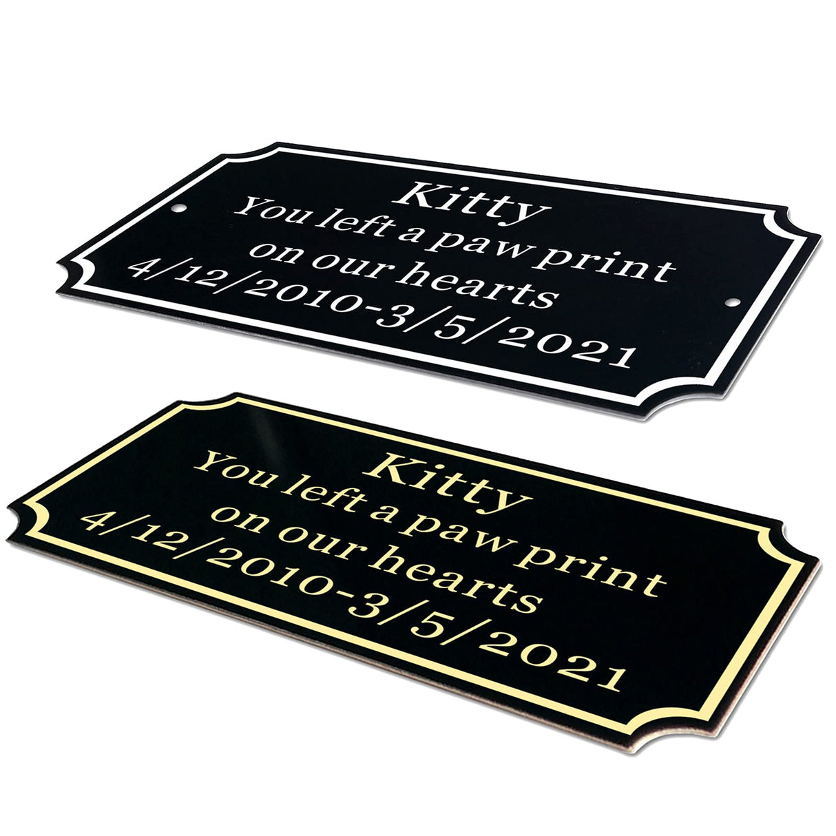 Size: 2" H x 4" W, Custom Elegant Metal Engraved Plate, Personalized Black Solid Brass or Stainless Steel Laser Engraved Name Plates with Adhesive Backing or Screw, Silver or Gold Etched Letters SINYUDUN