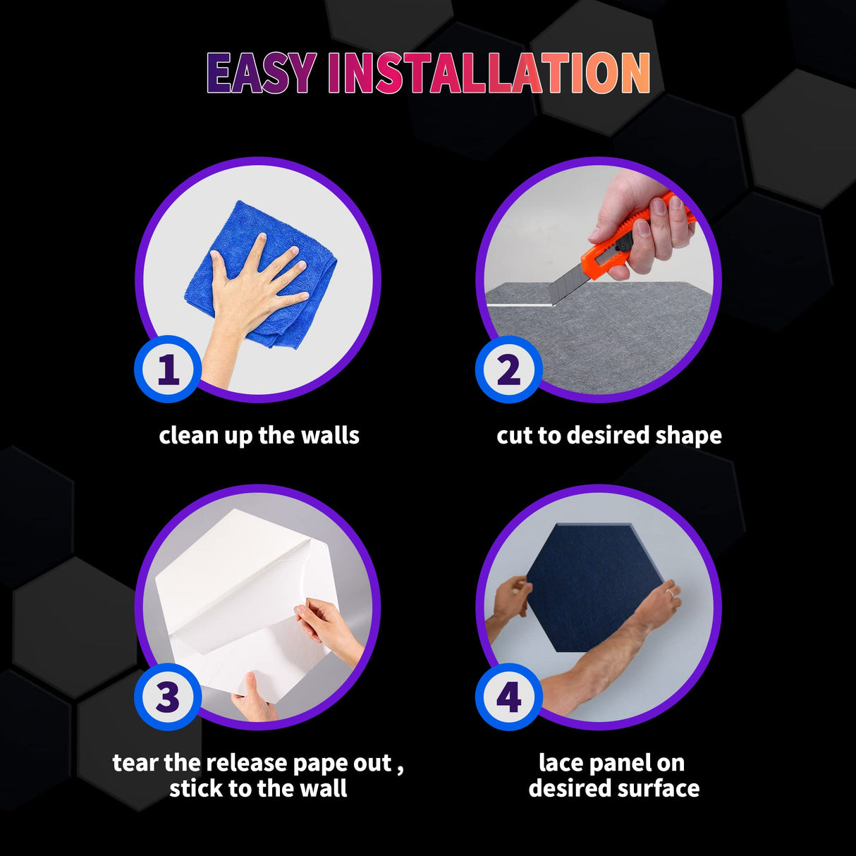 Mollywell Hexagon Acoustic Panels, High Density, Soundproofing, Decorative Noise Reduction Felt Wall Tiles for Ceilings, Home Office & Gaming Room (Moon and Silver Gray), 14×12×0.4 Inch Mollywell