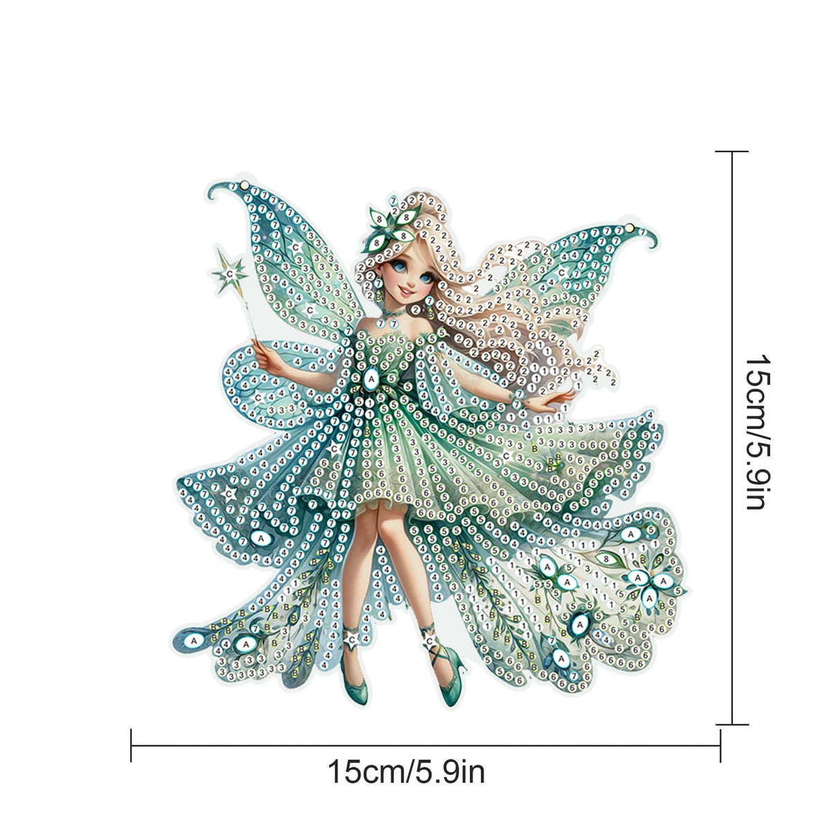 AiYuanzsh Green Butterfly Fairy Diamond Art Painting Hanging Pendant Kit Special Shaped Diamond Dots Art Acrylic Ornaments Diamond Art Painting Pendant for Adult Home Wall Window Decor Gift AiYuanzsh