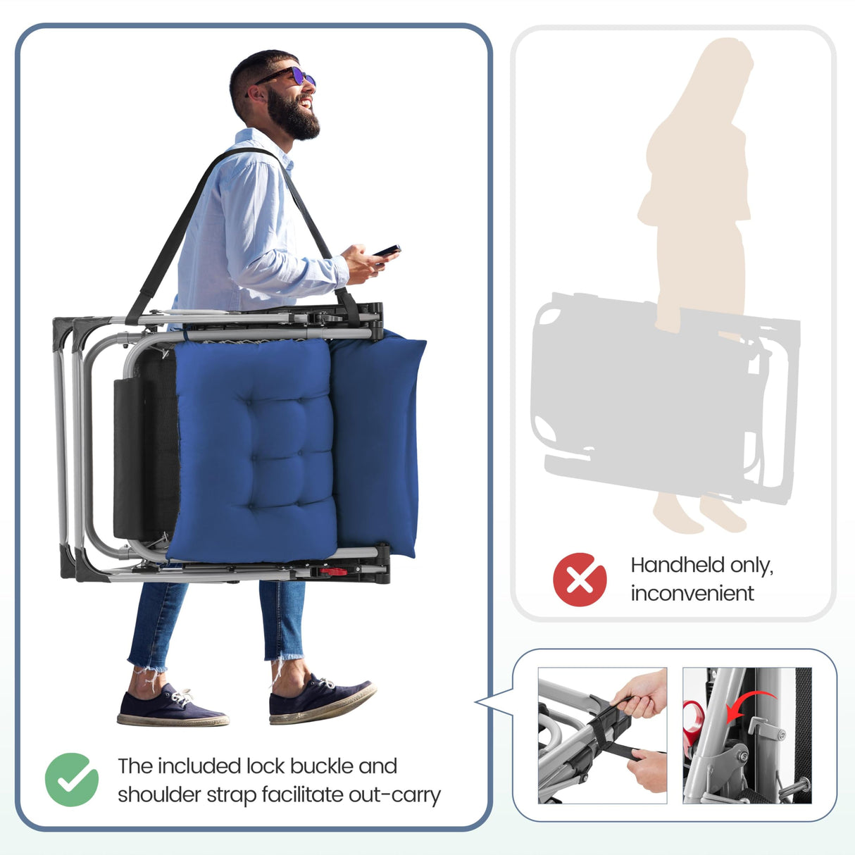 Yaheetech Zero Gravity Chair, Folding Reclining Lounge Recliner with Removable Pad & Headrest & Side Cup Holder Tray for Indoor and Outdoor Navy Blue/2 Yaheetech