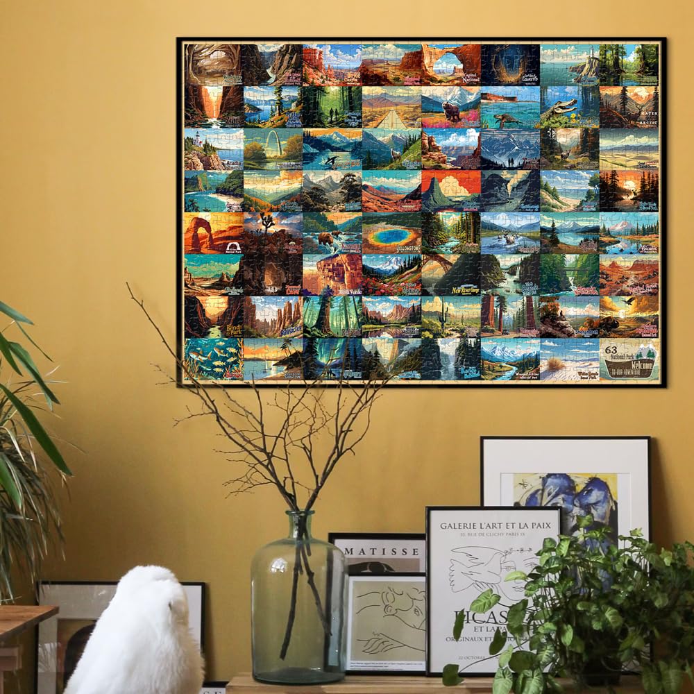 SHOXREM 1000 Pieces National Parks Jigsaw Puzzle - Vintage National Parks Puzzle for Adults, Perfect for Nature Lovers SHOXREM