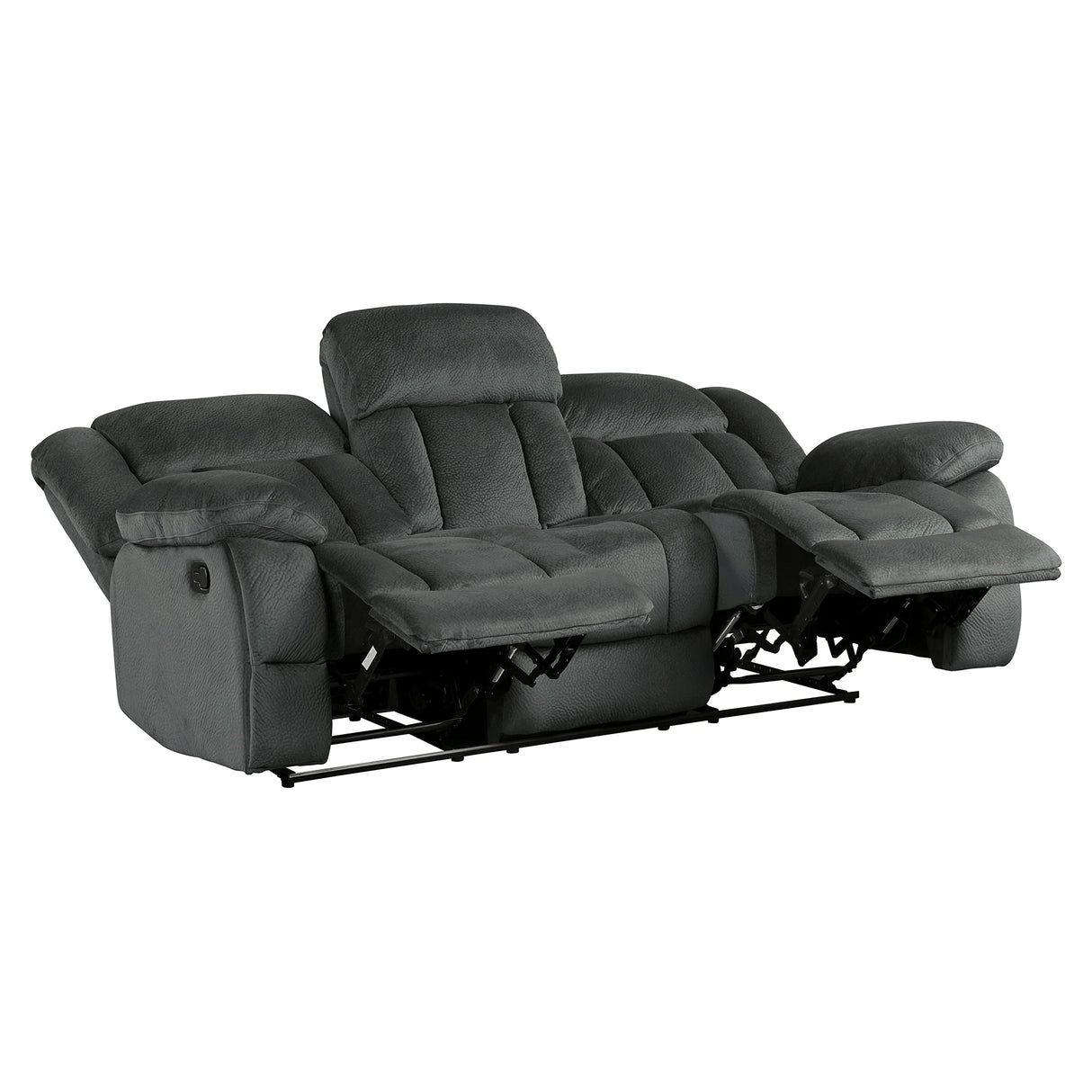 Lexicon Home Theater Seating, Wall Hugger Manual Reclining Sofa, 3-Seat Dual Recliner Sofa for Living Room, 90" W Sofa, Charcoal Lexicon