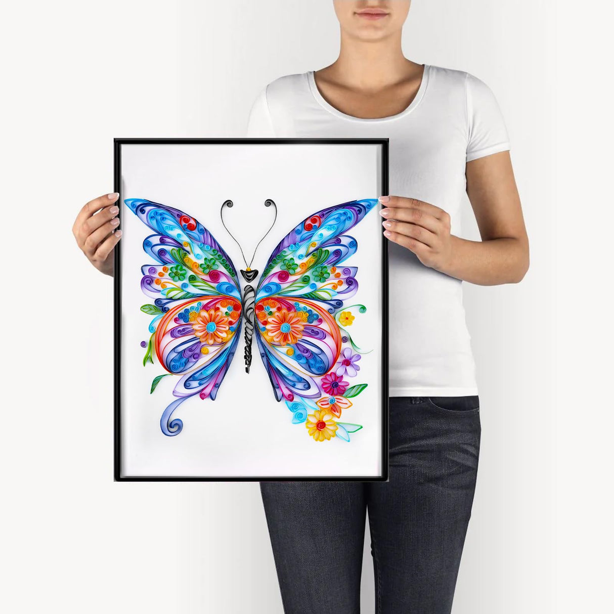 Uniquilling Quilling Kit, Paper Quilling Kits, 16 * 20-in Butterfly Paper Filigree Kits with Quilling Tools& Using Manual, DIY Quilling Artwork Modern Wall Art for Living Room Uniquilling