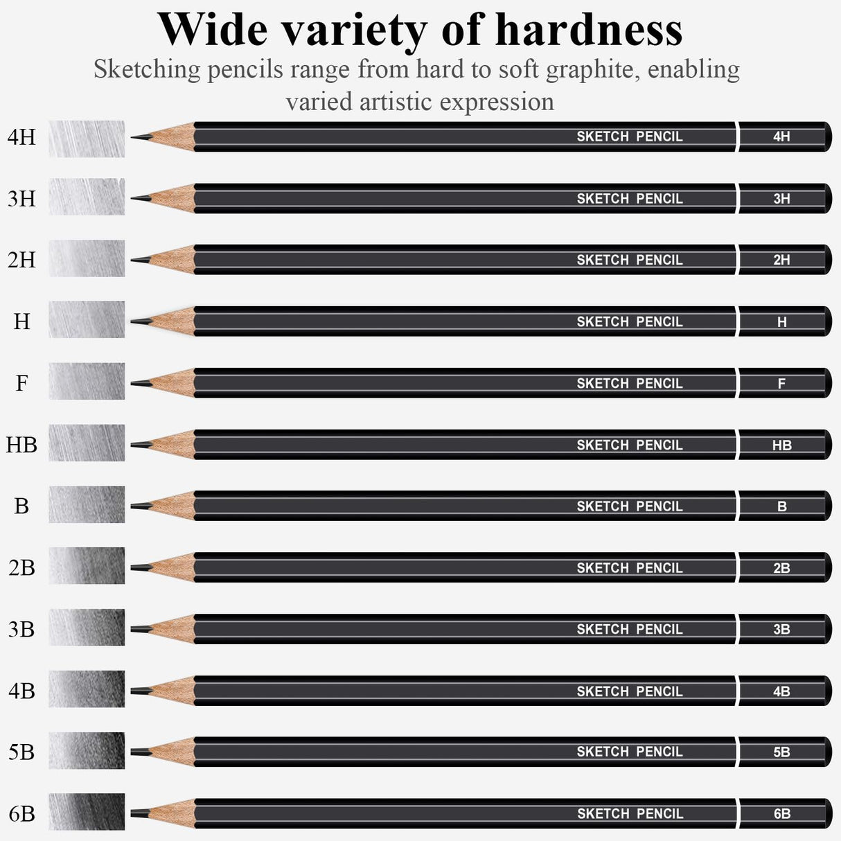 Sketch Pencils for Drawing, Set of 12 Drawing Pencils for Sketching Medium (6B - 4H), Artist Graphite Pencils, Sketch Set for Artists for Sketching Supplies, Art Supplies. Aenir