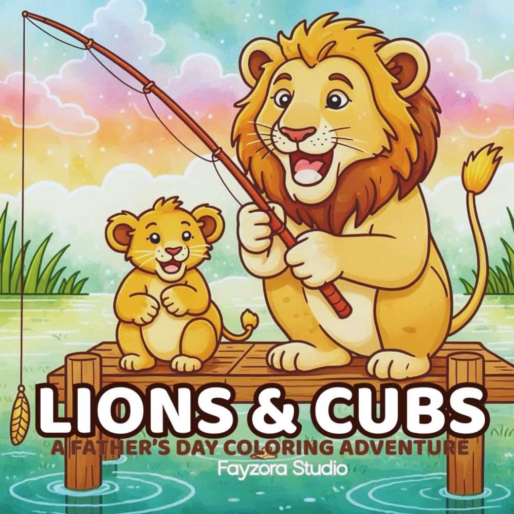 Lions & Cubs – A Father's Day Coloring Adventure: A Heartwarming Lion Coloring Book for Dad and Kids with 30 Bold & Beautiful Wildlife Designs to Celebrate a Father's Strength and Love Majosta