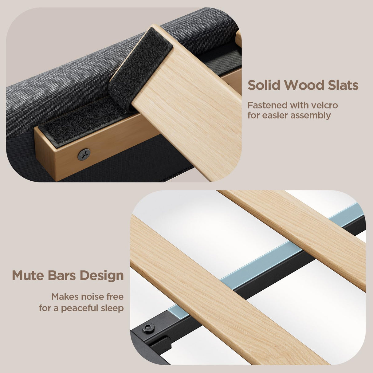 Aiho Queen Size Upholstered Bed Frame with Headboard and Under-Bed Storage, Dark Gray Aiho