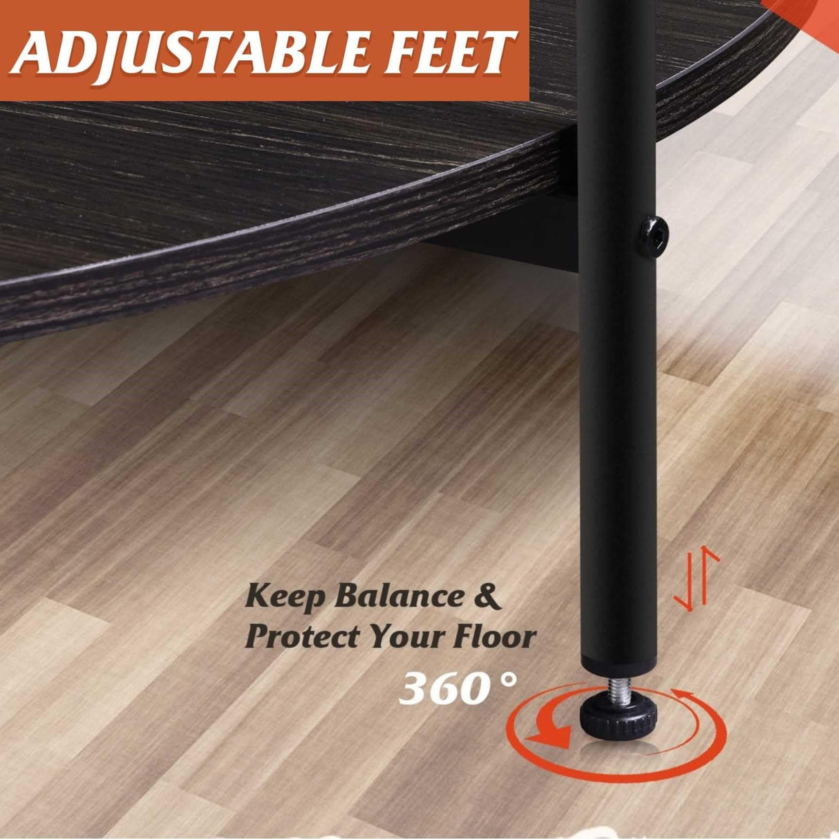 WLIVE Round Coffee Table for Living Room, 32.6" Small Coffee Table with Open Storage Shelf, 2-Tier Industrial Circle Wood Center Table for Bedroom, Home Office, Charcoal Black WLIVE