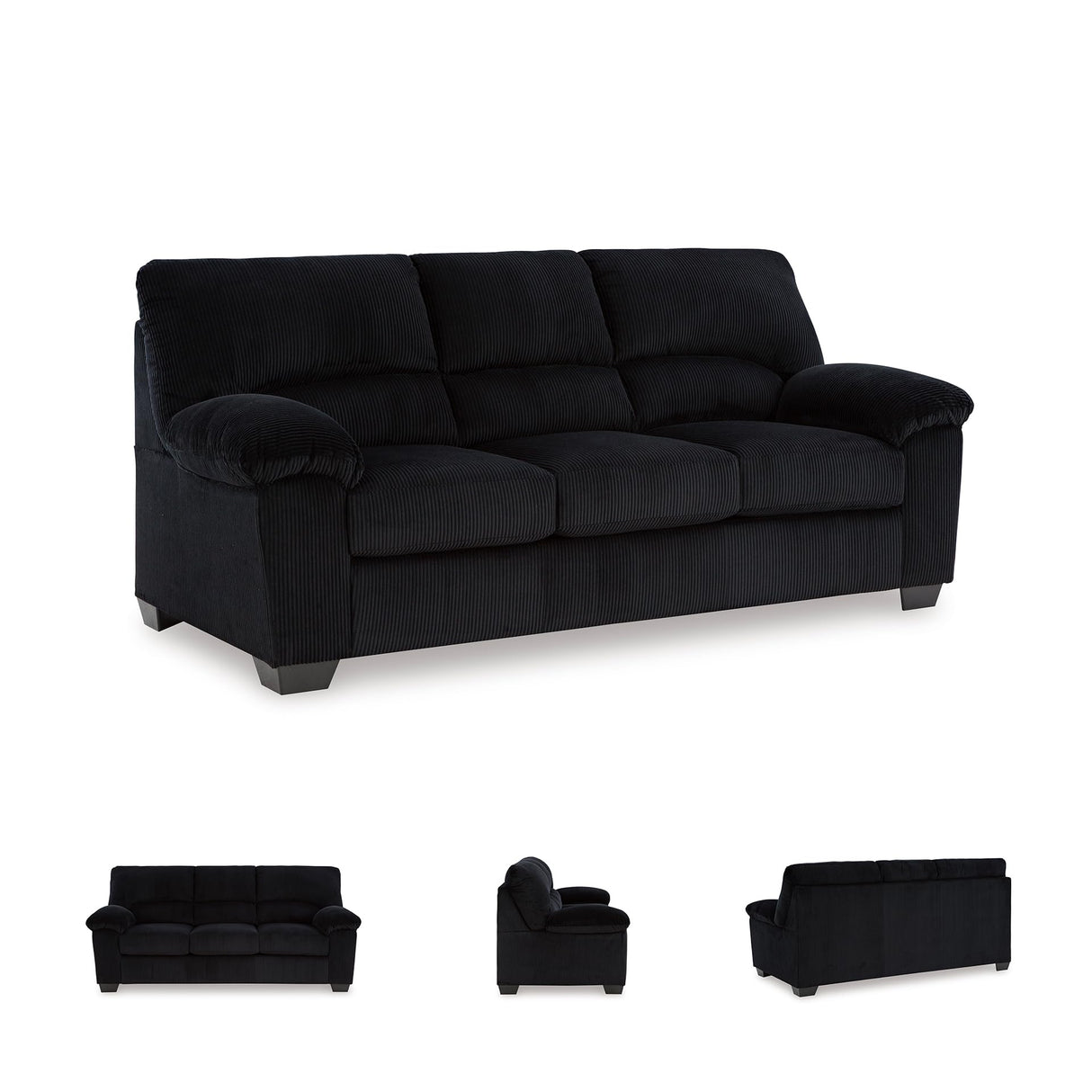 Signature Design by Ashley SimpleJoy Modern Sofa for Living Room, Black Signature Design by Ashley