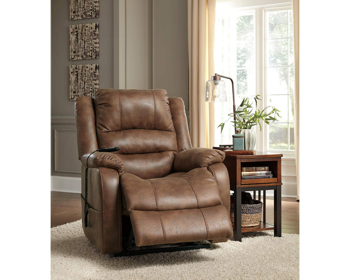 Signature Design by Ashley Yandel Faux Leather Electric Power Lift Recliner for Elderly, Brown Signature Design by Ashley