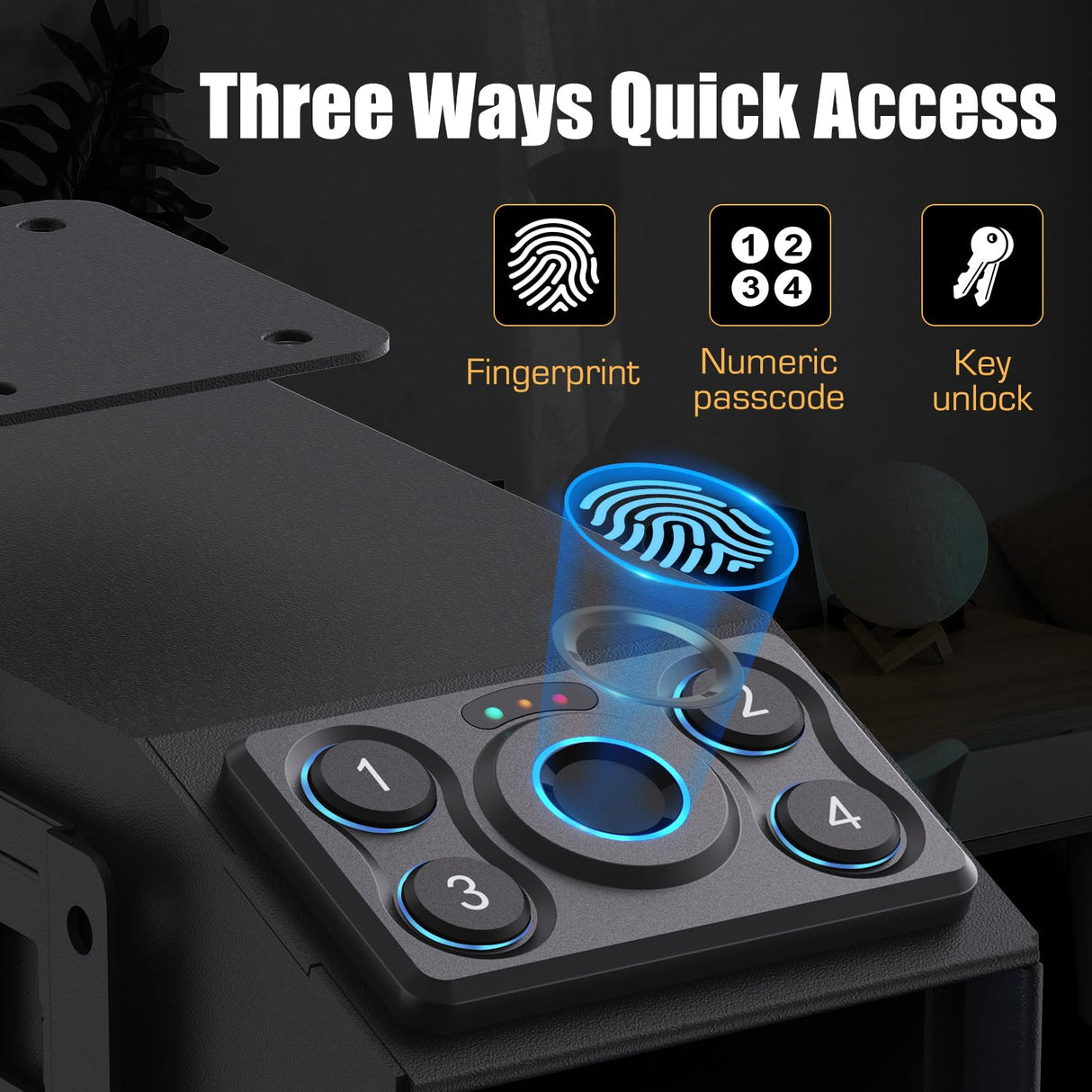 Biometric Slider Gun Safe for Handgun,Hidden Fingerprint Gun Safe Box for Home Nightstand Desk Bedside,Wall Mounted Lock Quickly Access Sliding Door Pistol safes,PIN Code Key PATRON