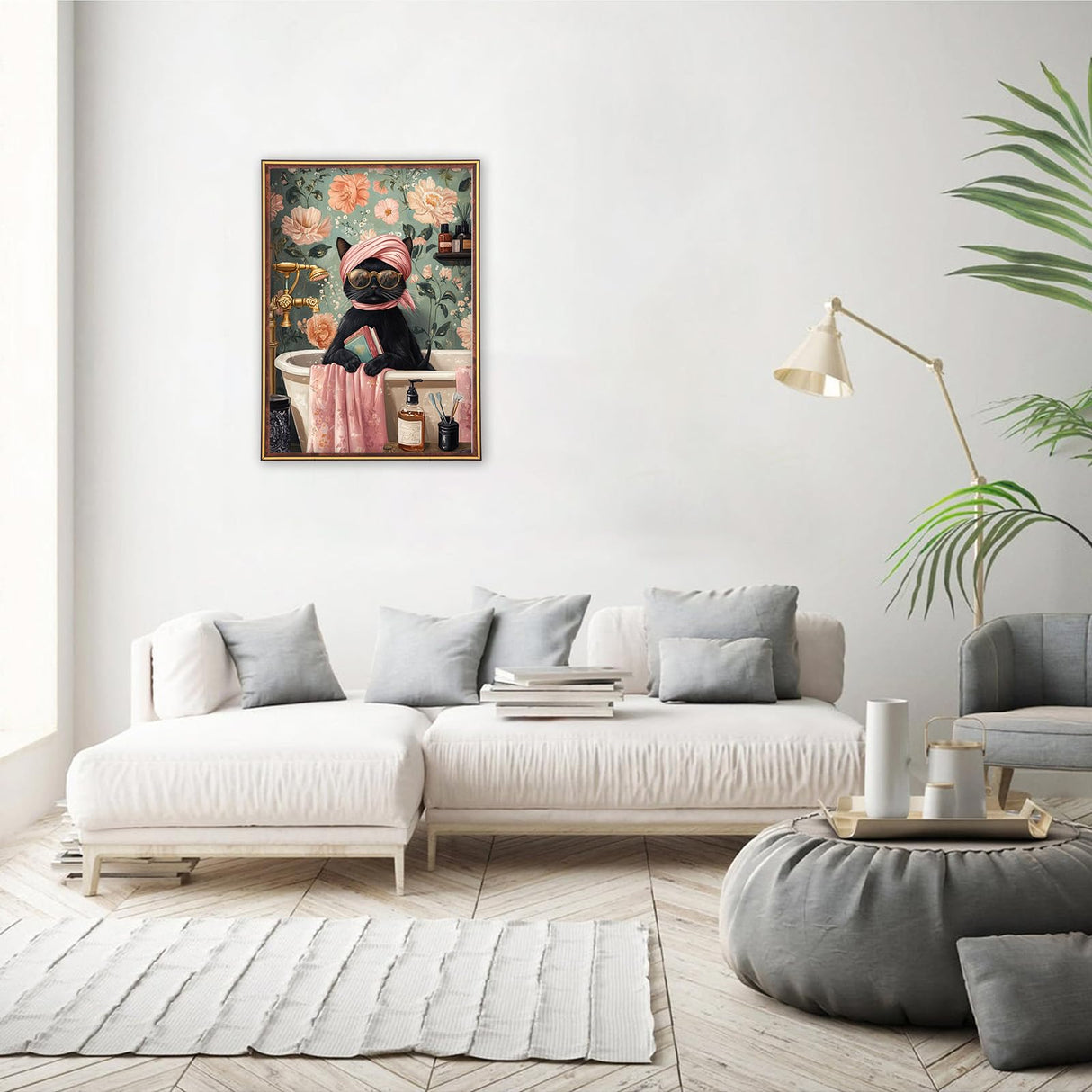 MEIYUDA Cat Diamond Art Kits for Adults, 5D Black Cat Diamond Art Kits for Beginners, DIY Cat Sitting in Bathtub Round Full Drill Diamond Gem Art with Painting Tools for Home Wall Decor 12x16 Inch MEIYUDA