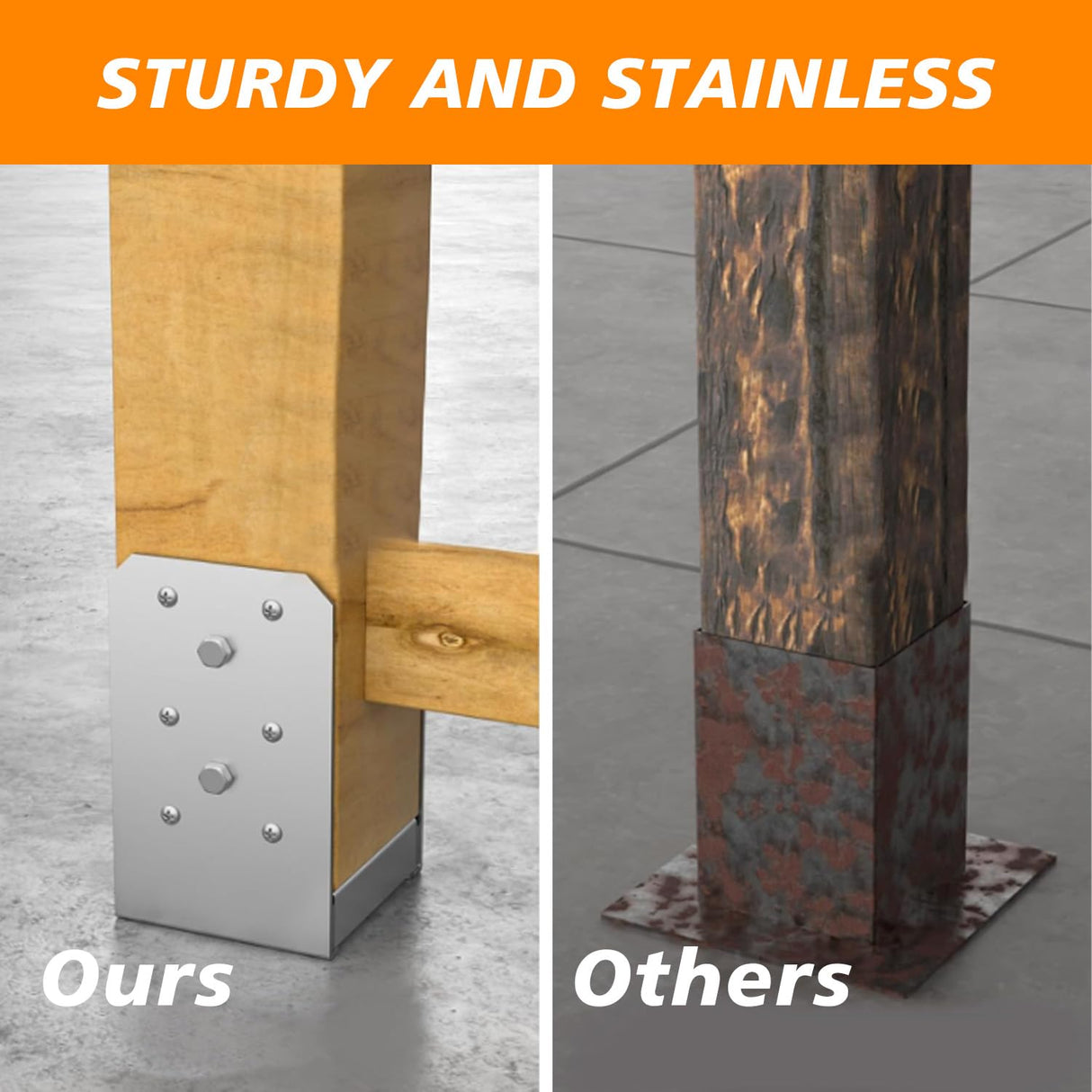 4"x4" Post Base Bracket (Internal 3.5"x3.5"),4 Pcs Stainless Steel Adjustable Post Base,Concrete Post Anchor for Deck,Pavilion, Railing, Porch Support MEWSDEN