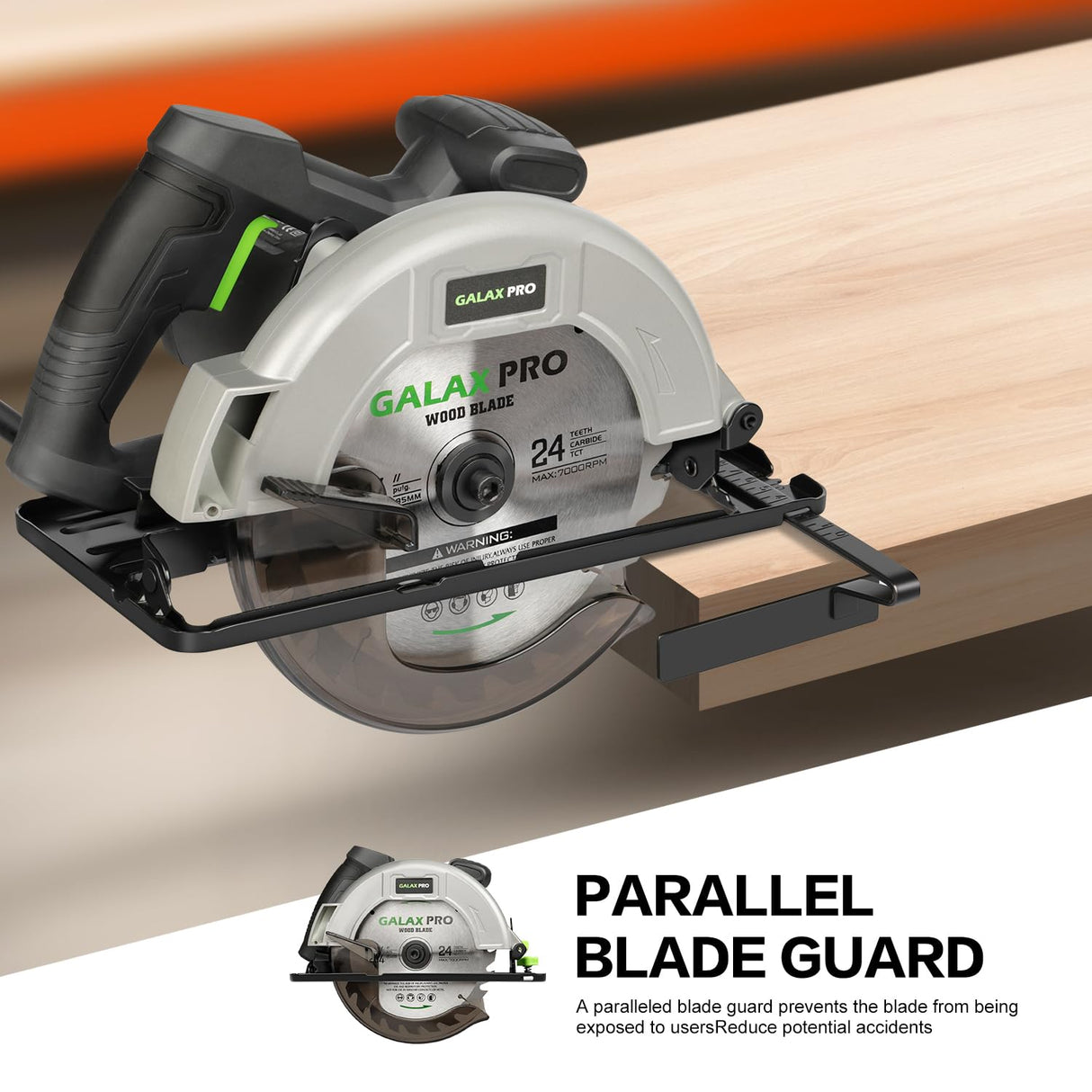 GALAX PRO 11 Amp Power Circular Saw, 6000RPM Corded Circular Saw with Adjustable Cutting Depth 2-7/16" (90°) to 1-13/16" (45°), 7-1/4 Inch Carpentry Saw Blade, Ideal for Wood, Plastic Cuts GALAX PRO