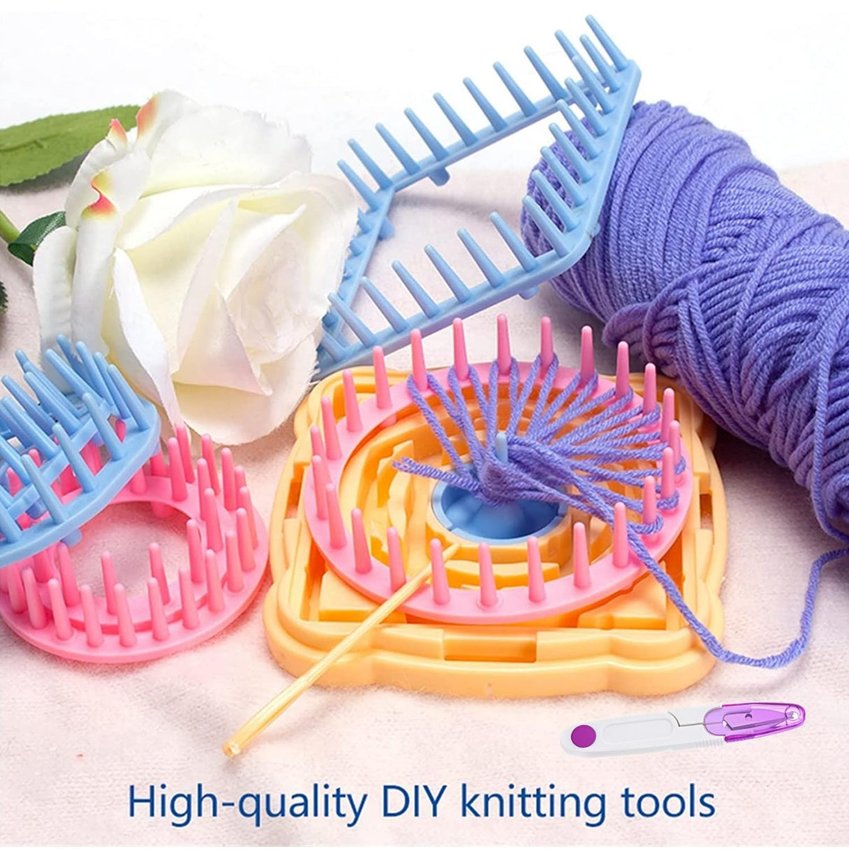 Ayasee Weaving Loom Kit, Flower Knitting Loom Kit, Frame Looms, Knitting Wool, Round/Square Knitting Looms Craft Kit Multi Color (Flower Maker) Ayasee