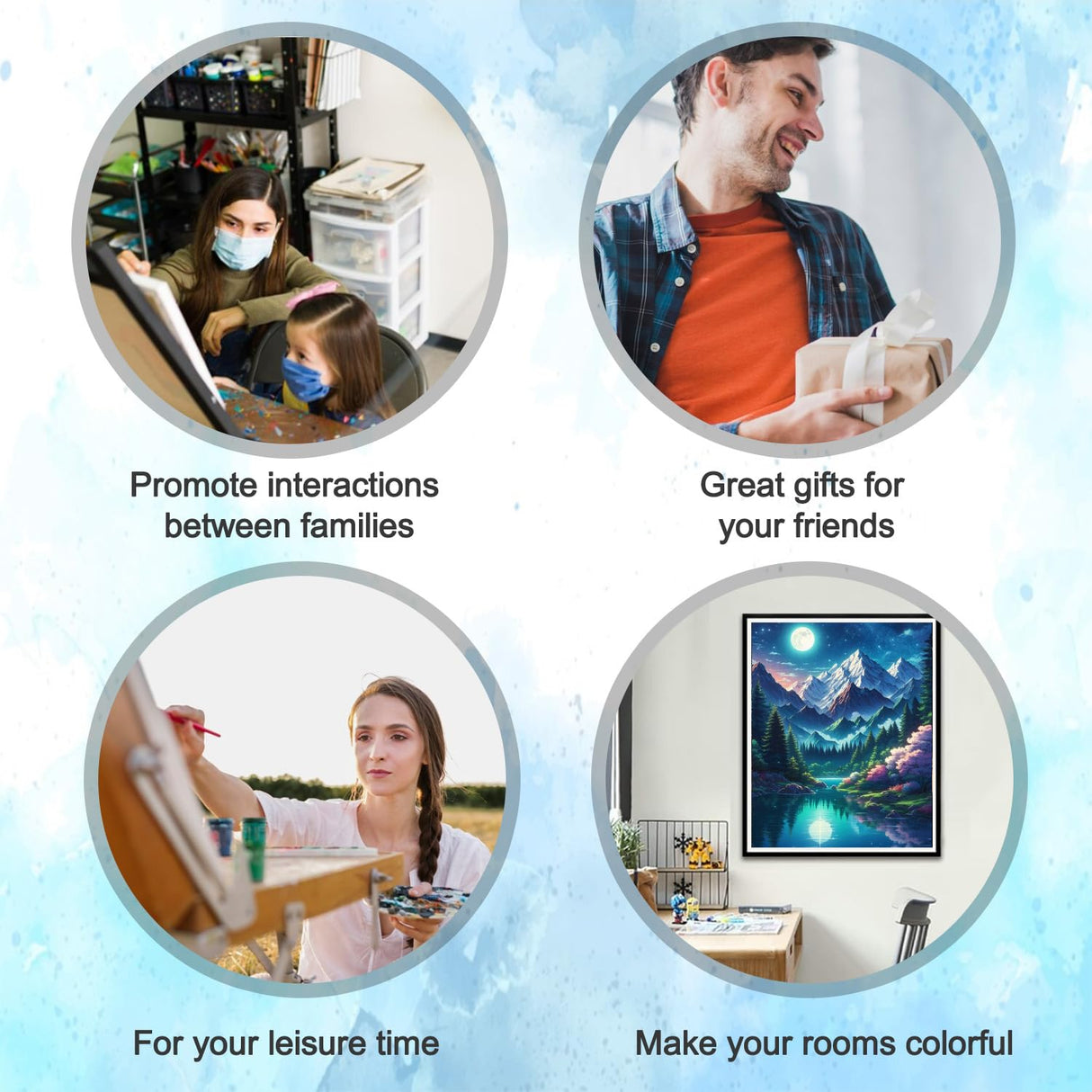 Paint by Number Adult Mountain,Canvas Paint by Numbers for Adults,Moon Painting by Numbers,Oil Painting Kit Perfect for Gifts and Home Wall Decor 16x20inch PHANTASYART