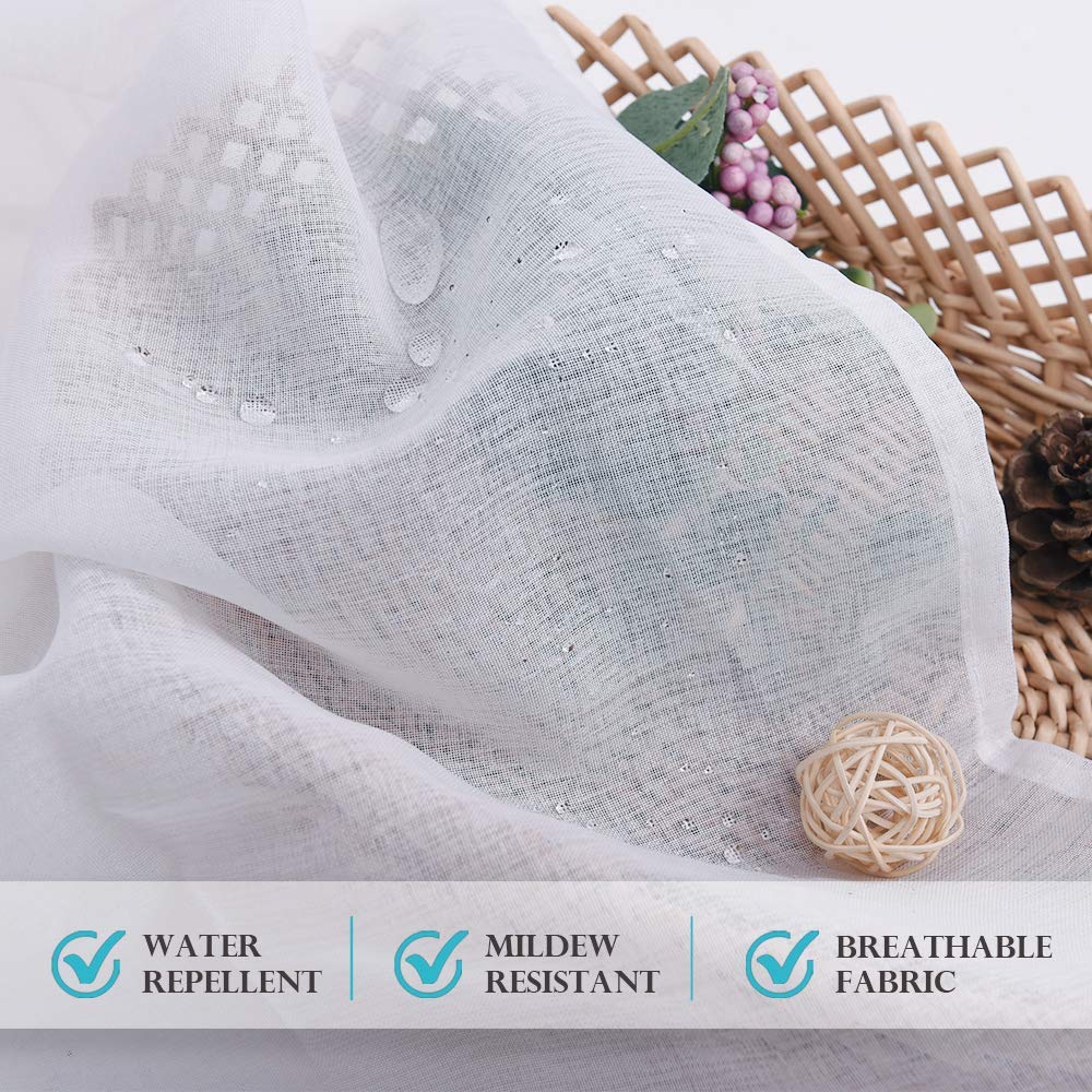 RYB HOME 2 Panels Outdoor Curtains for Patio - Linen Look Semi-Sheer Curtains for Patio Waterproof, Indoor Outdoor Drapes for Gazebo Pergola Balcony Pool Spa, Wide 54 x Long 84 RYB HOME