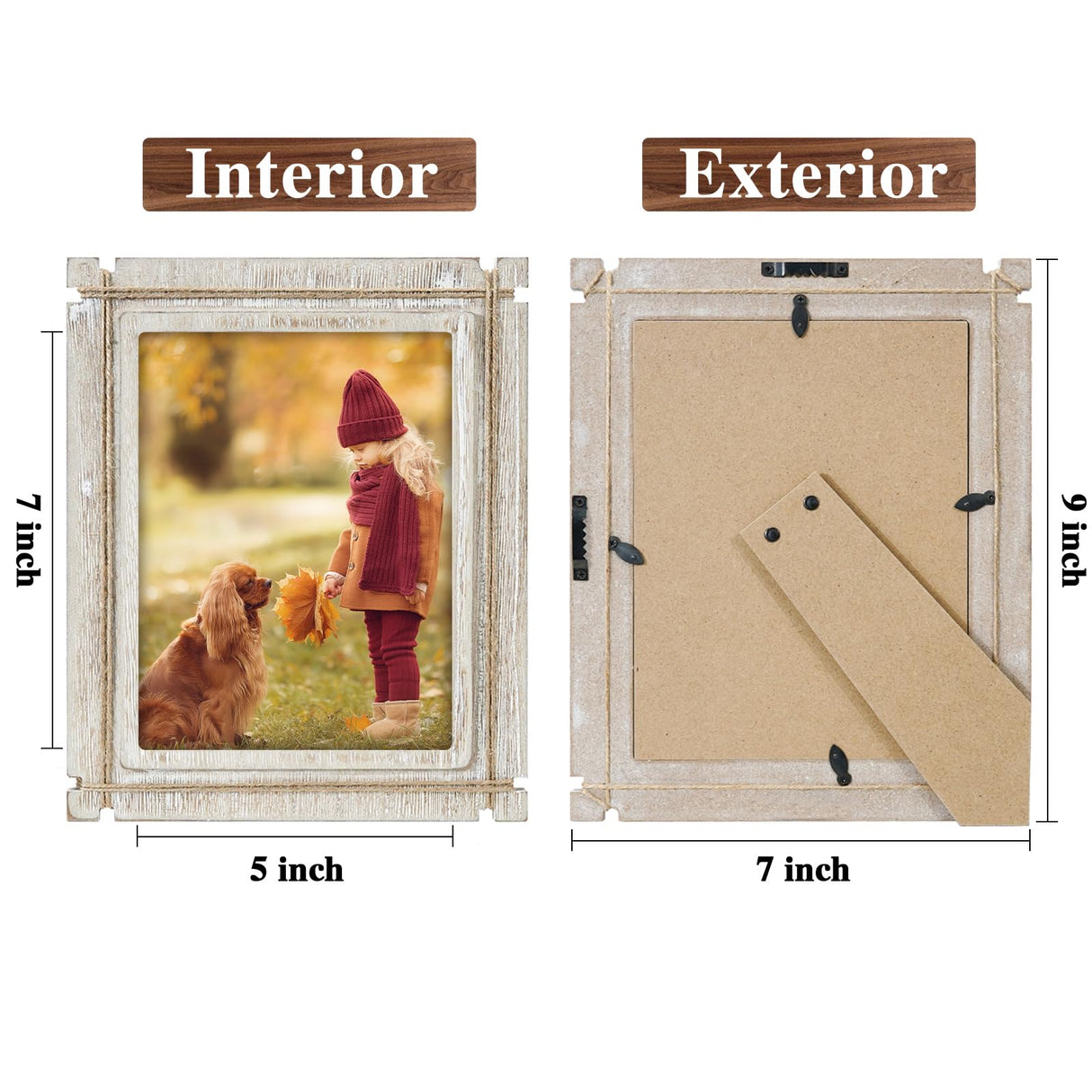 Hiwhy Rustic Picture Frames White 5x7 Photo Frame Wood Picture Frame for Wall Mount and Tabletop Display Farmhouse Decor Hiwhy