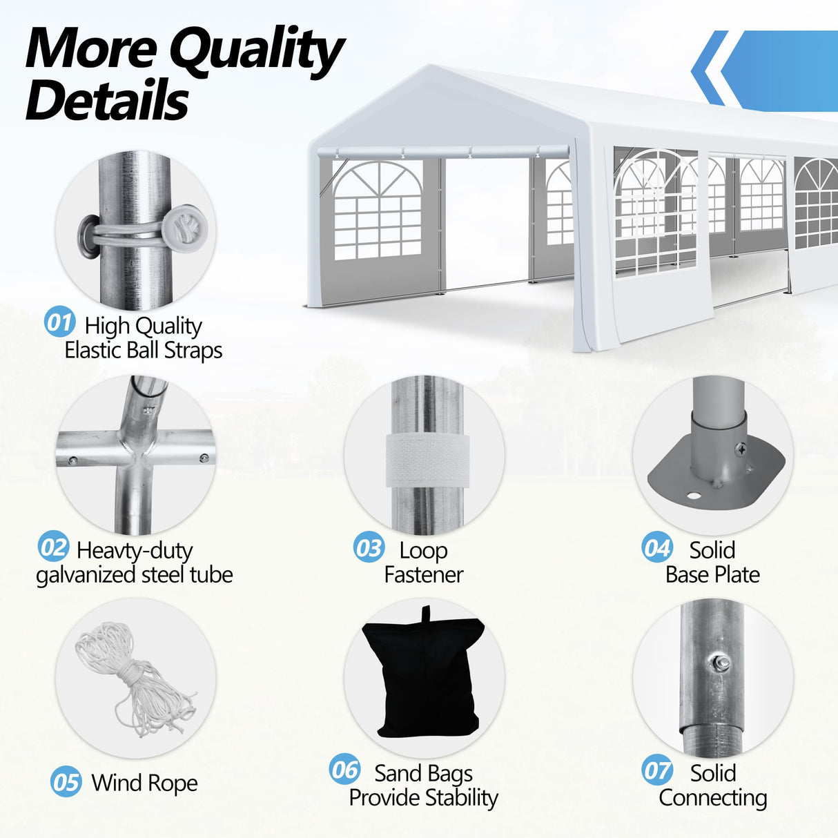 Outdoor Heavy Duty Party Tent Large Canopy Wedding Event Shelter Carport with Removable Sidewalls & 4 Sand Bags for Patio Outdoor Garden Events, White (20x40 FT) HOWSVN