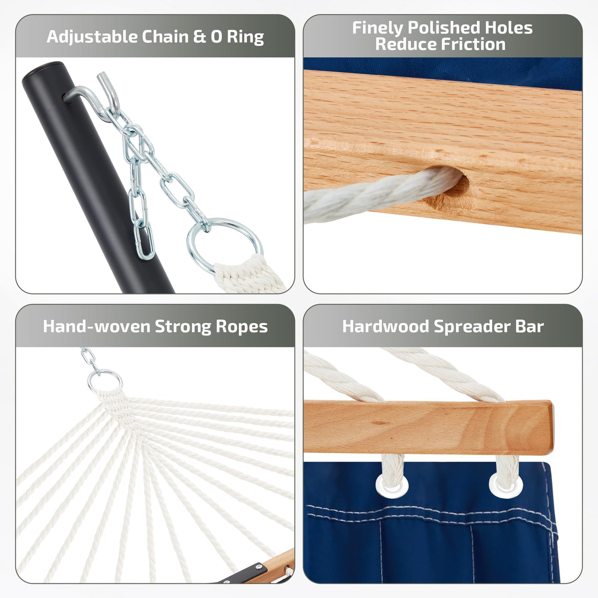 Homgava Two Person Hammock with Stand Heavy Duty, Outdoor Patio Hammock with Portable Steel Stand, Large Double Hammocks,480lbs Capacity.(Dark Blue) Homgava