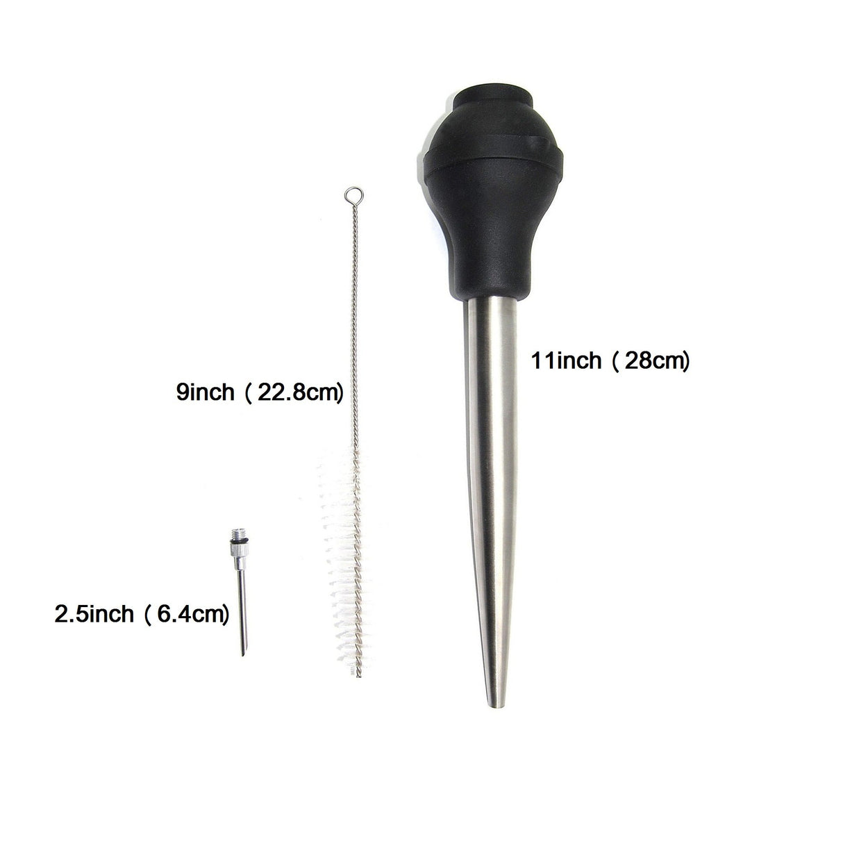 Stainless Steel Turkey Baster Food Grade High Temperature Resistant Silicone Oil Injector Marinades Ball Syringe Needle and Brush Easy to Clean Roca