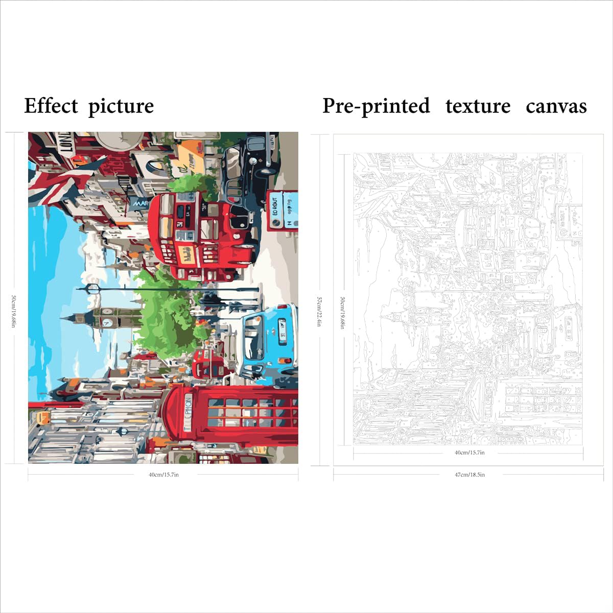 QUITEDEW Paint by Number for Adults,Elizabeth Tower Paint by Numbers Kits,City Street Scenery Paint by Number Suitable for Home Wall Decoration 16x20 Inch QUITEDEW