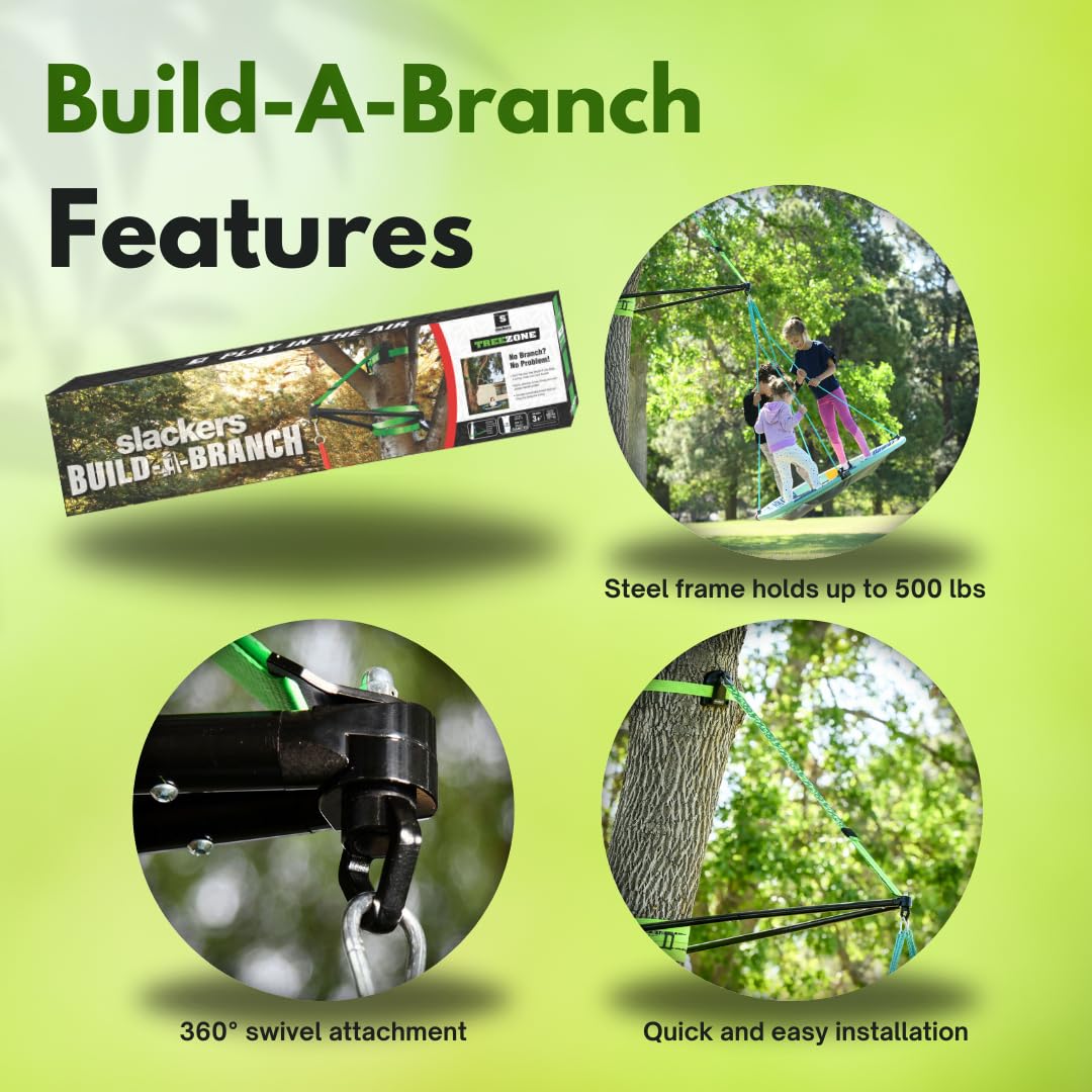 Treezone Build-a-Branch - Turn Any Healthy Tree Into The Perfect Swinging Tree - Build-a-Branch Tree Swing Hanging Kit - Made for Trees 12 + inches in Diameter - Great Tree Swing Addition to Any Yard! Slackers